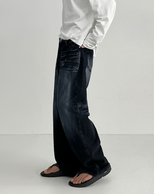 Japanese Brand × Jean American high street retro washed wide-leg whisker jeans Size US 34 / EU 50 - 3 Thumbnail