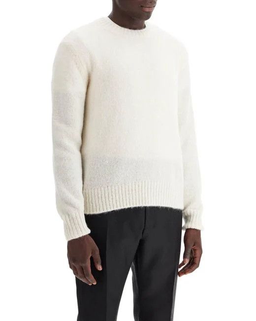 Tom Ford o1loc1c0724 TFK110 Alpaca Crewneck Sweater in White Size US XL / EU 56 / 4 - 3 Thumbnail