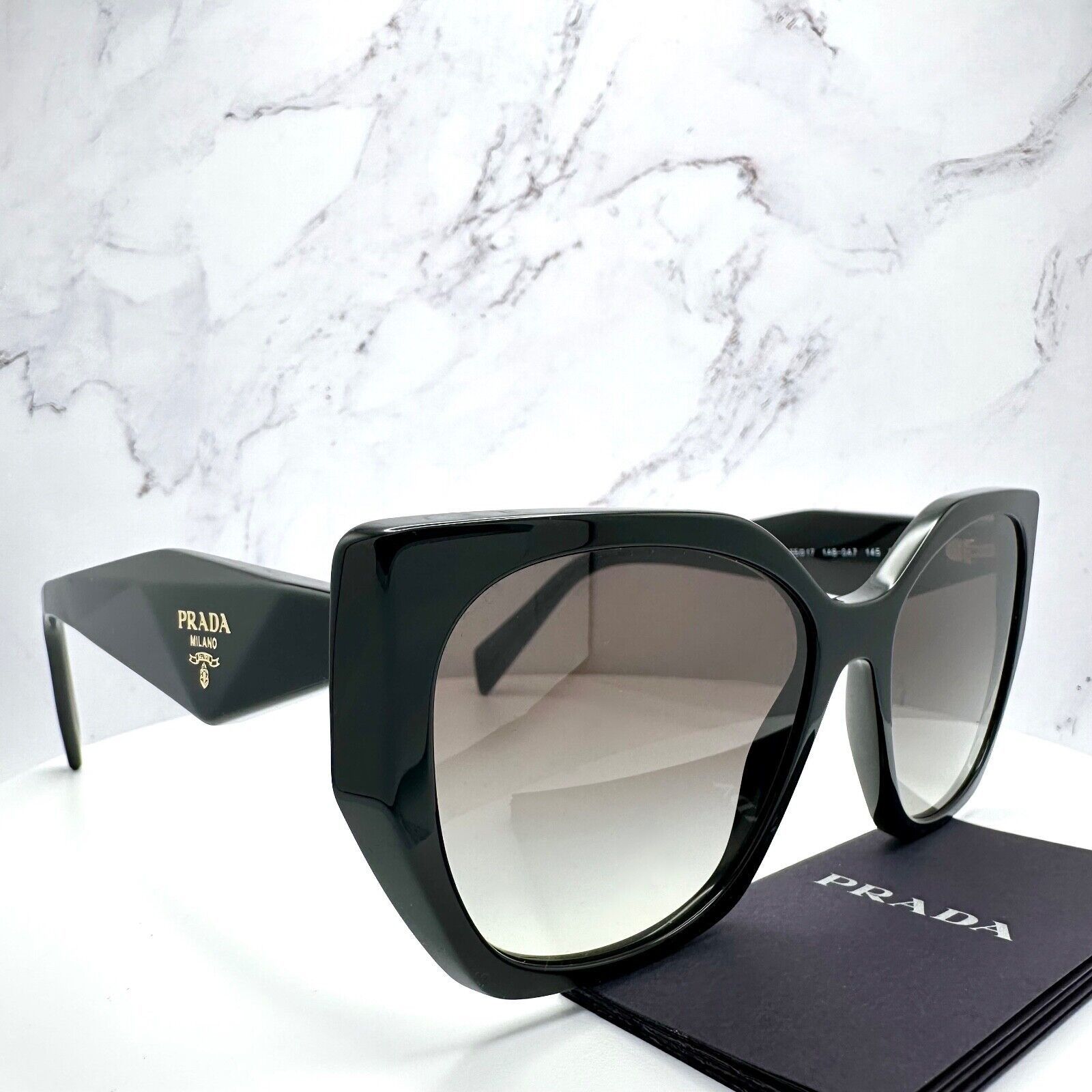 Prada PRADA Sunglasses Symbole Gold Logo Black Authentic Cat Eye Size ONE SIZE - 4 Thumbnail