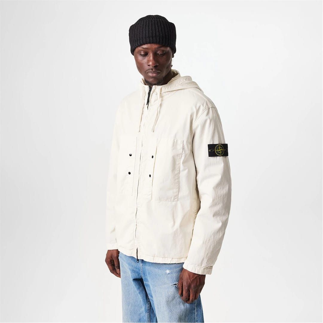Stone Island o1g2r1mq0526 Supima Cotton Twill Hooded Jacket in Ivory Size US S / EU 44-46 / 1 - 3 Thumbnail