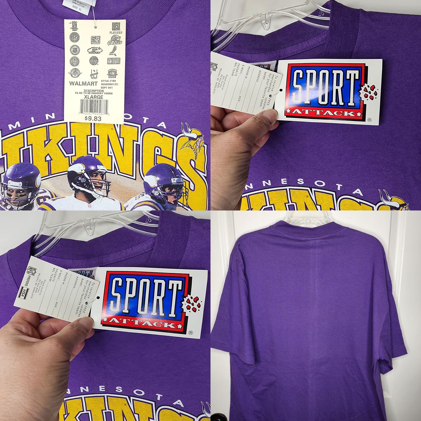 Vintage Vintage Sport Attack Minnesota Vikings Shirt Mens XL Purple Super Bowl XXXV Tee Size US XL / EU 56 / 4 - 8 Thumbnail