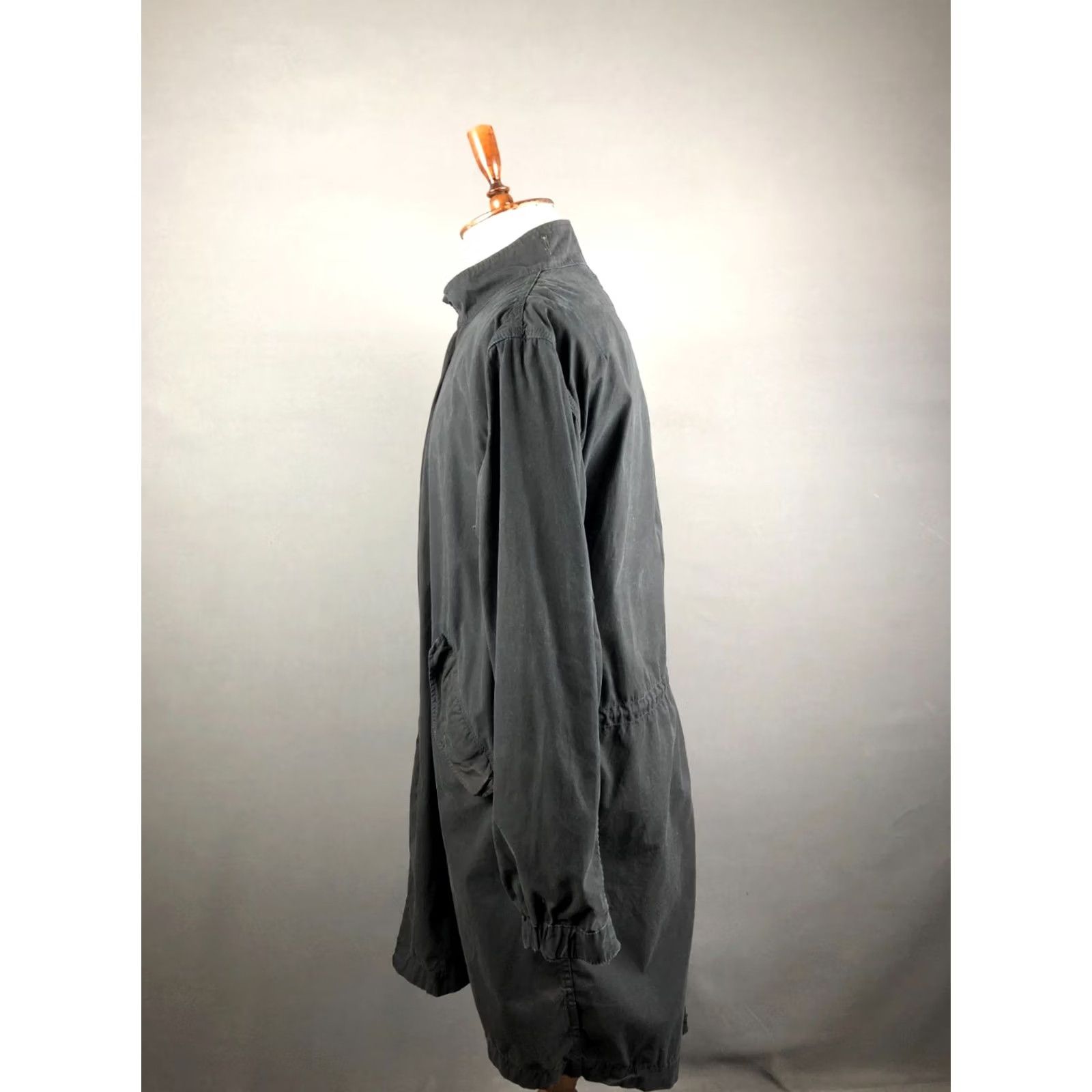 Allsaints AllSaints Coat Trench Black Cotton Men M Casual Long Coat with Side Pockets Adjustable Cuffs Waist Drawstring - Mens Size US M / EU 48-50 / 2 - 2 Thumbnail