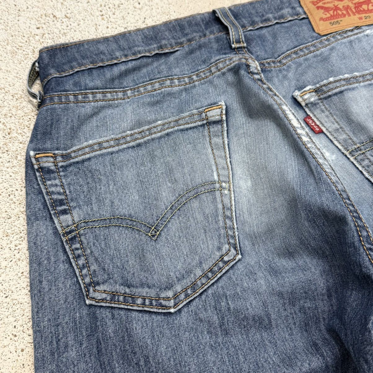 Levi's Levis 505 Worn Distressed Jeans Denim Pants Size US 29 - 12 Thumbnail