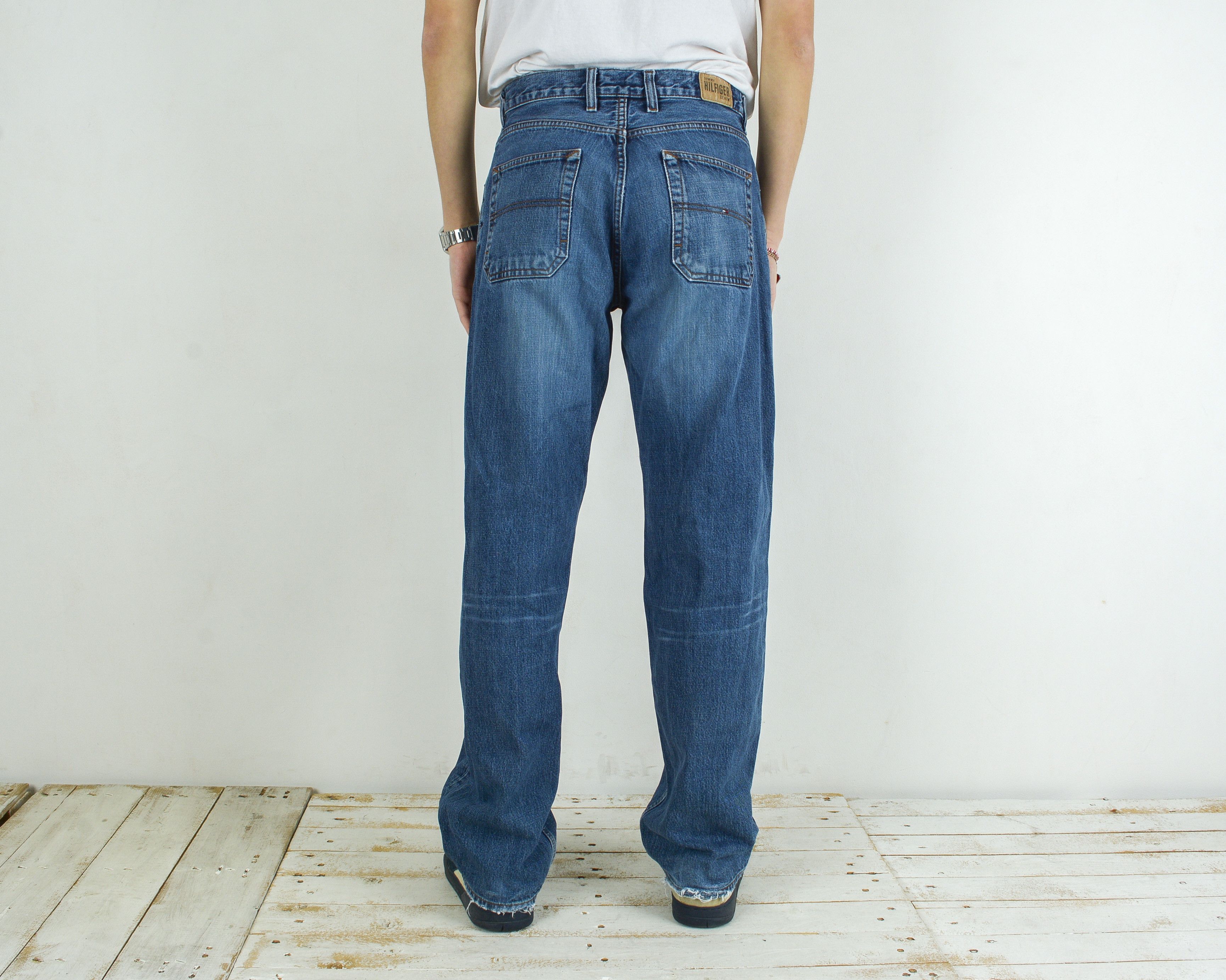 Tommy Hilfiger Flag Men W36 L34 Regular Straight Jeans Denim Pants Trousers Size US 36 / EU 52 - 4 Thumbnail