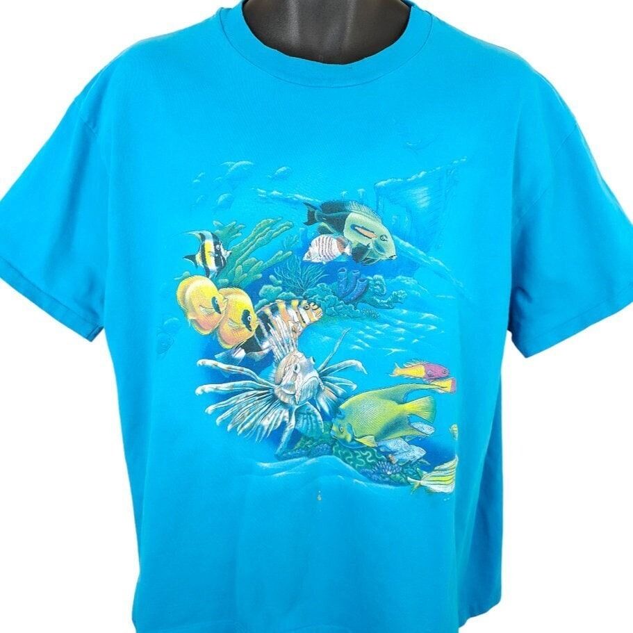Vintage Tropical Fish T Shirt Mens Size XL Vintage 90s Coral Reef
