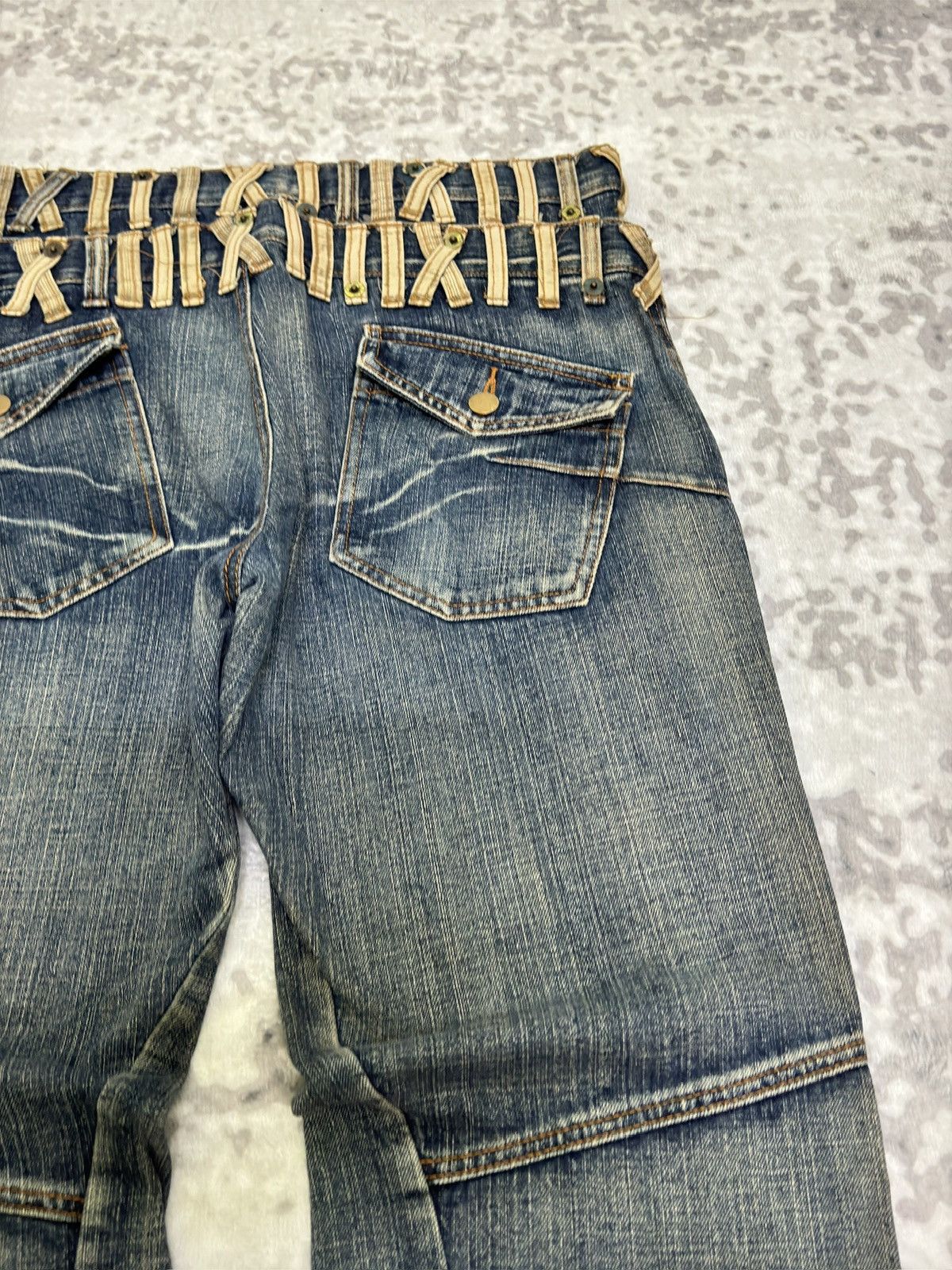 Le Grande Bleu (L.G.B.) Vintage Camel Active Double Waist Muddy Acid Wash Jeans Size US 32 / EU 48 - 10 Thumbnail