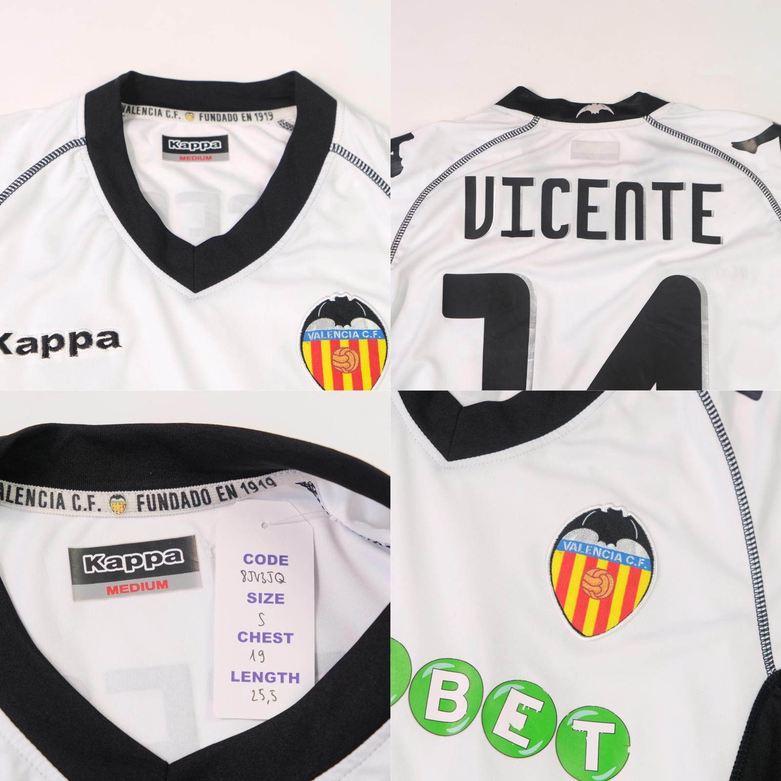 Kappa 2010/11 Valencia Home Shirt Vicente (S) Size US S / EU 44-46 / 1 - 5 Thumbnail