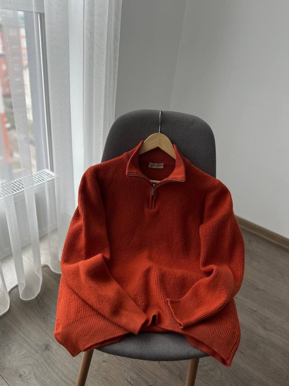 Japanese Brand × Vintage Vintage Faconeri Marino Wool Pullover 1/4 zip Orange Sweater Size US M / EU 48-50 / 2 - 21 Thumbnail