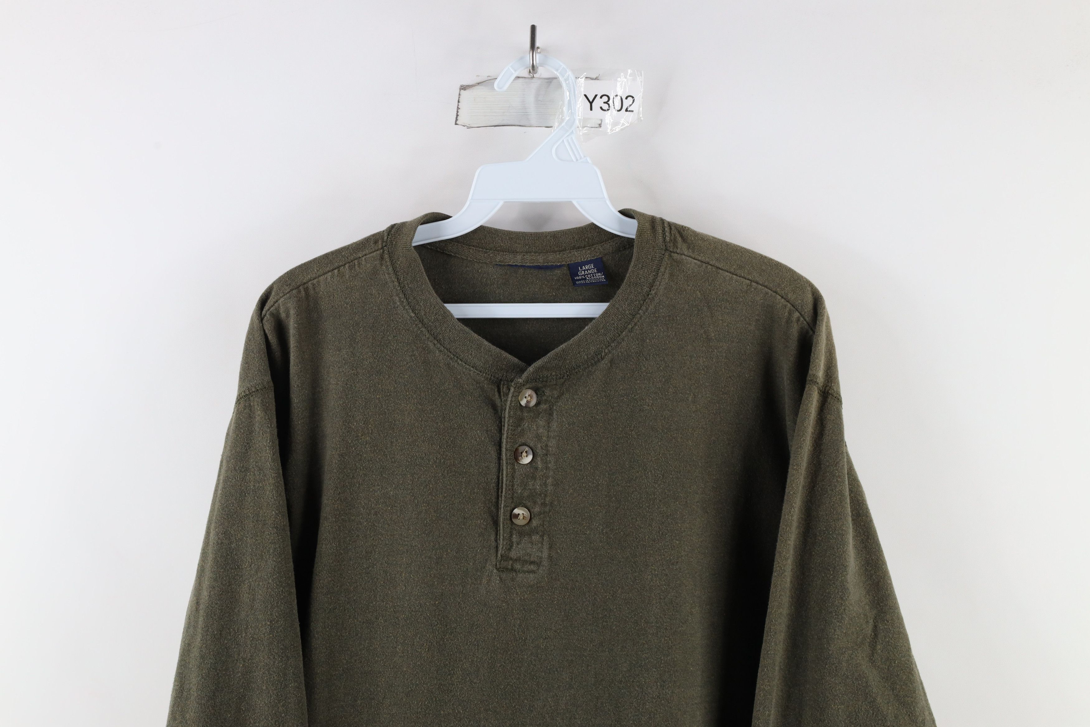 Vintage Vintage 90s Streetwear Long Sleeve Henley T-Shirt Green Size US L / EU 52-54 / 3 - 2 Thumbnail