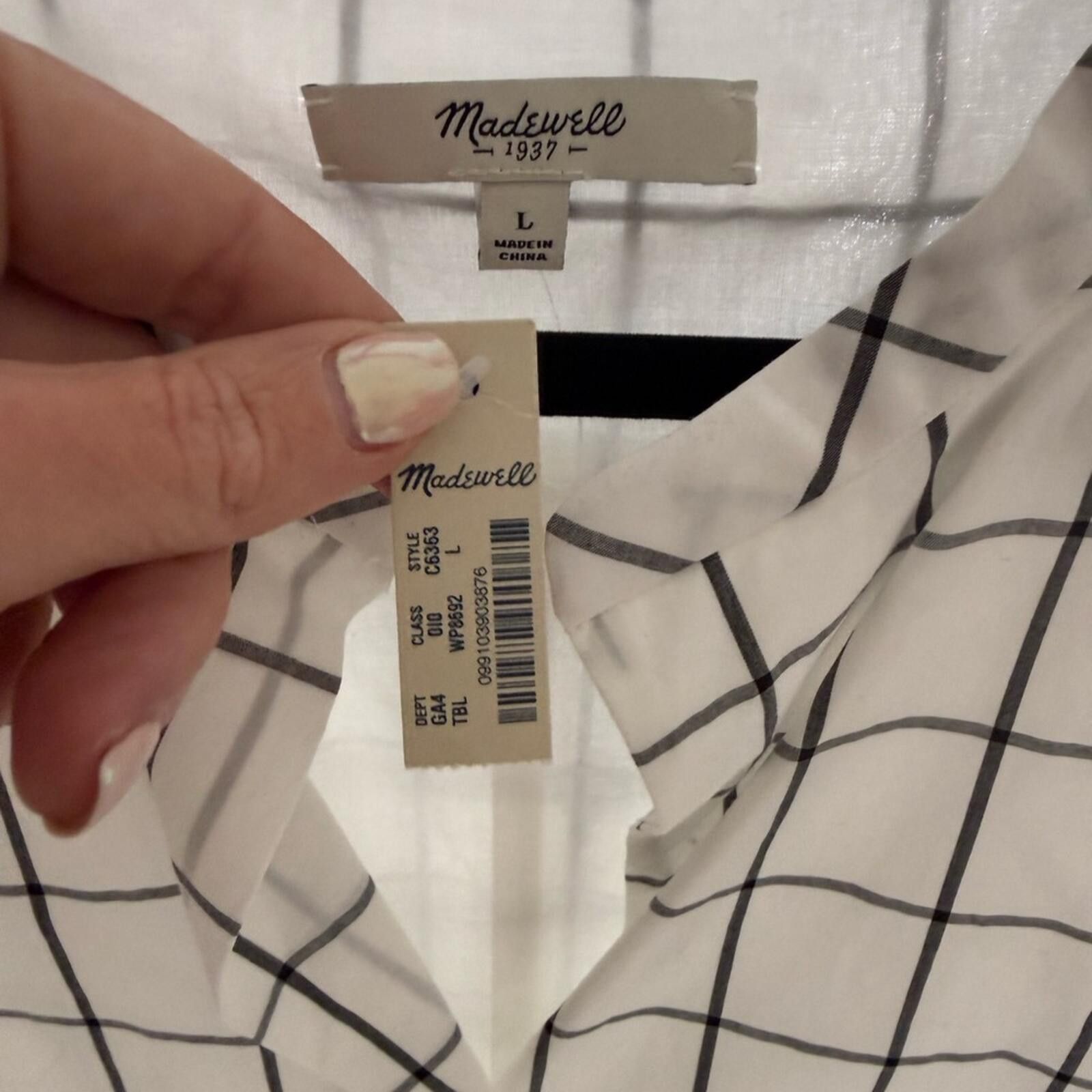 Madewell NWT Madewell White Windowpane Check Dress Size L Sleeveless Size L / US 10 / IT 46 - 5 Thumbnail