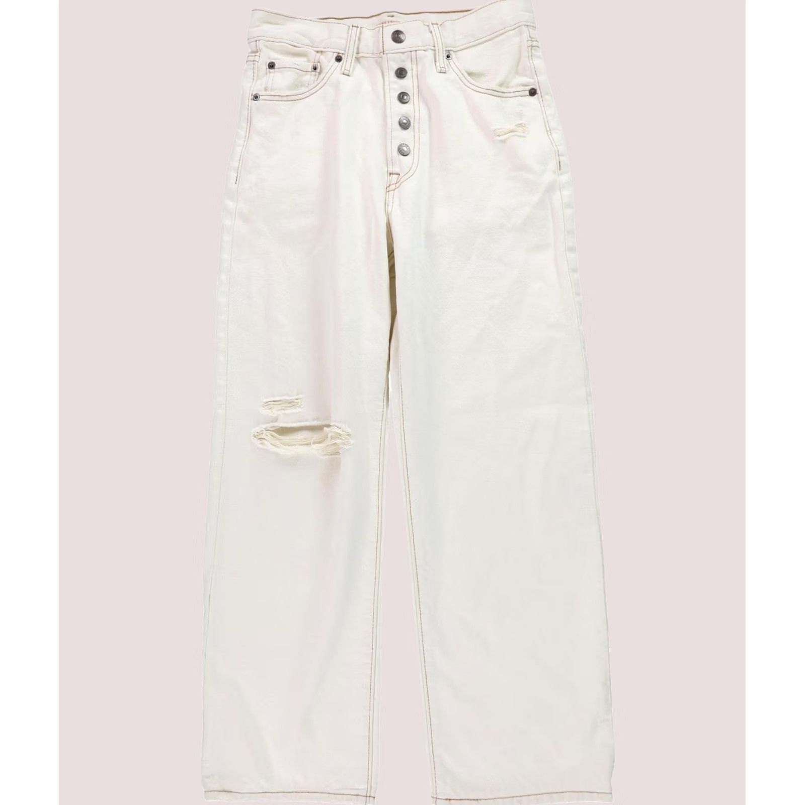 Levi's Levi's Womens Jeans white 28 Straight Leg Distressed Ribcage Size 28" / US 6 / IT 42 - 1 Thumbnail