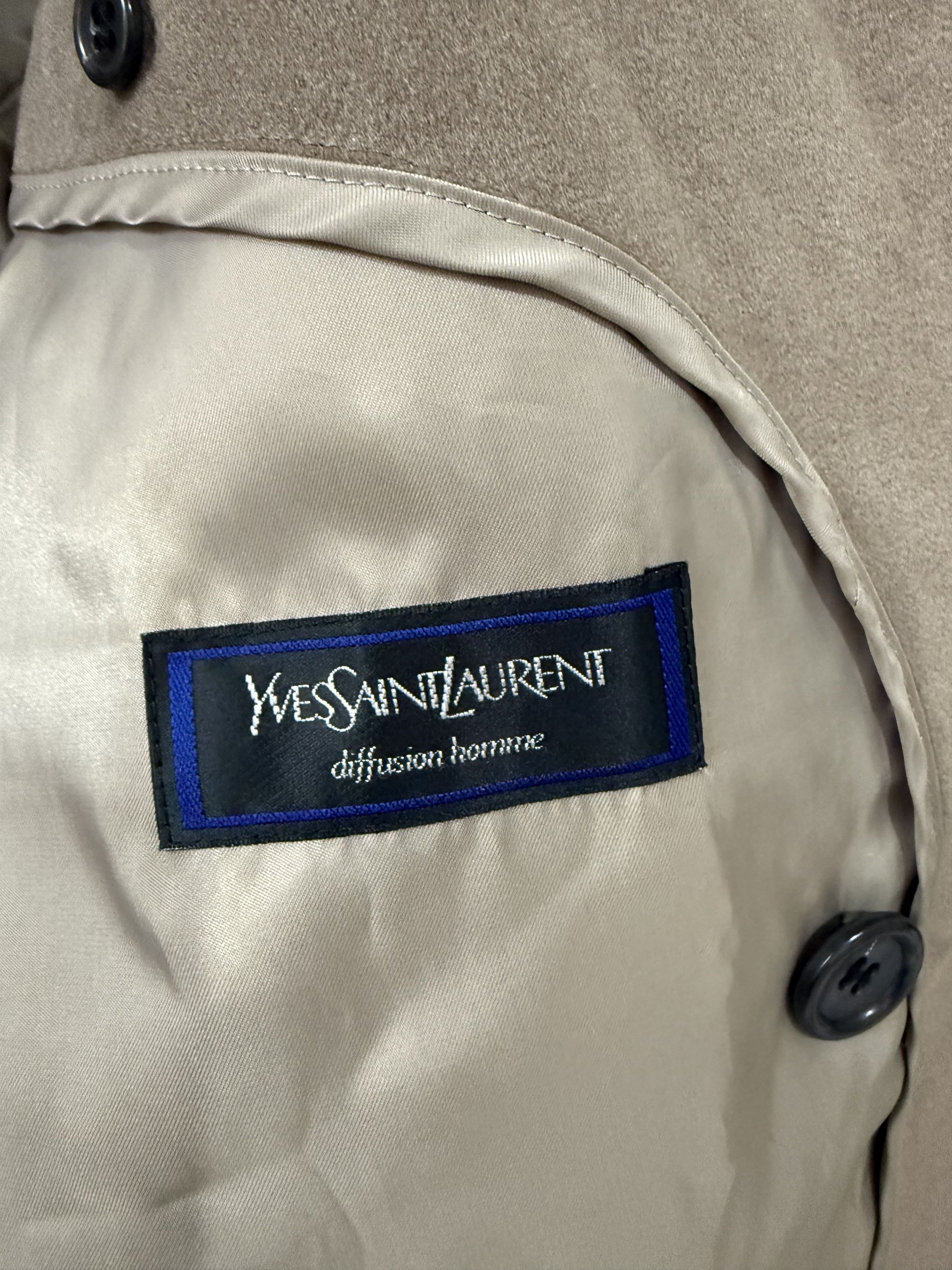 Yves Saint Laurent 1990s Yves Saint Laurent Diffusion Homme Silk Wool Overcoat Size US S / EU 44-46 / 1 - 4 Thumbnail