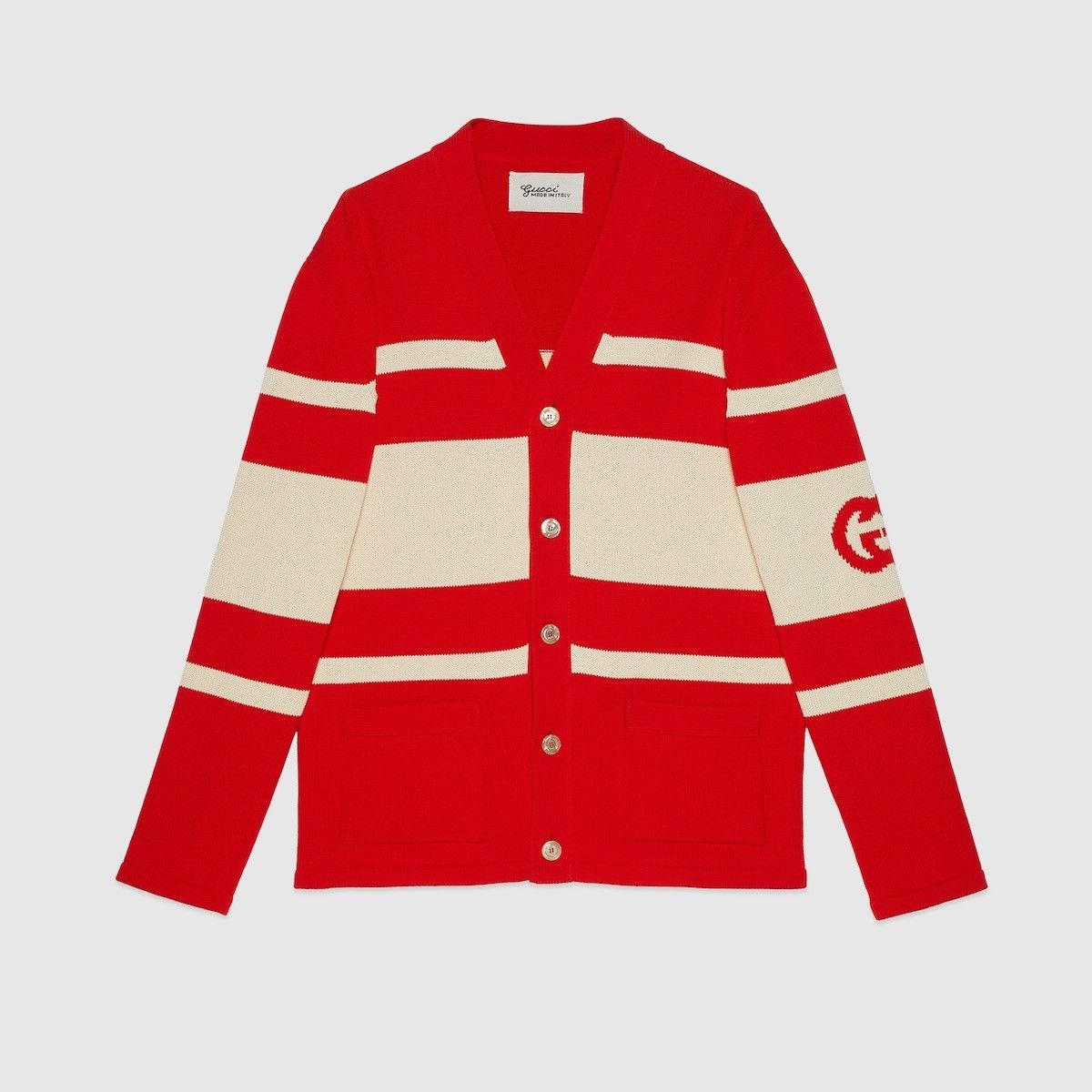 Gucci o1loc1c0925 Knit Cotton Cardigan Interlocking G in Red/Ivory Size US M / EU 48-50 / 2 - 1 Thumbnail