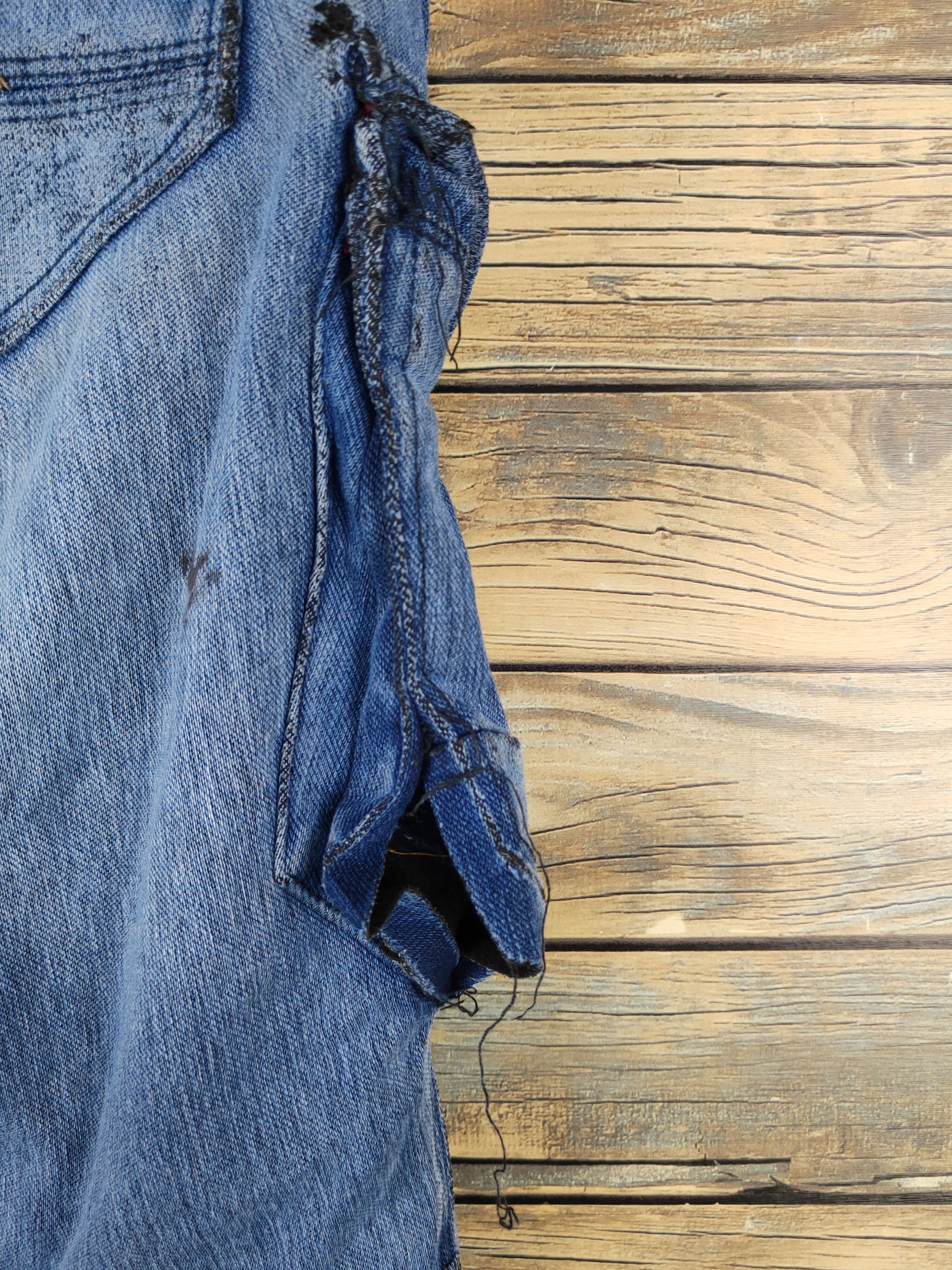 Japanese Brand FieldCore Dark Blue Distressed Ripped Jeans #W1957 Size US 31 - 10 Thumbnail