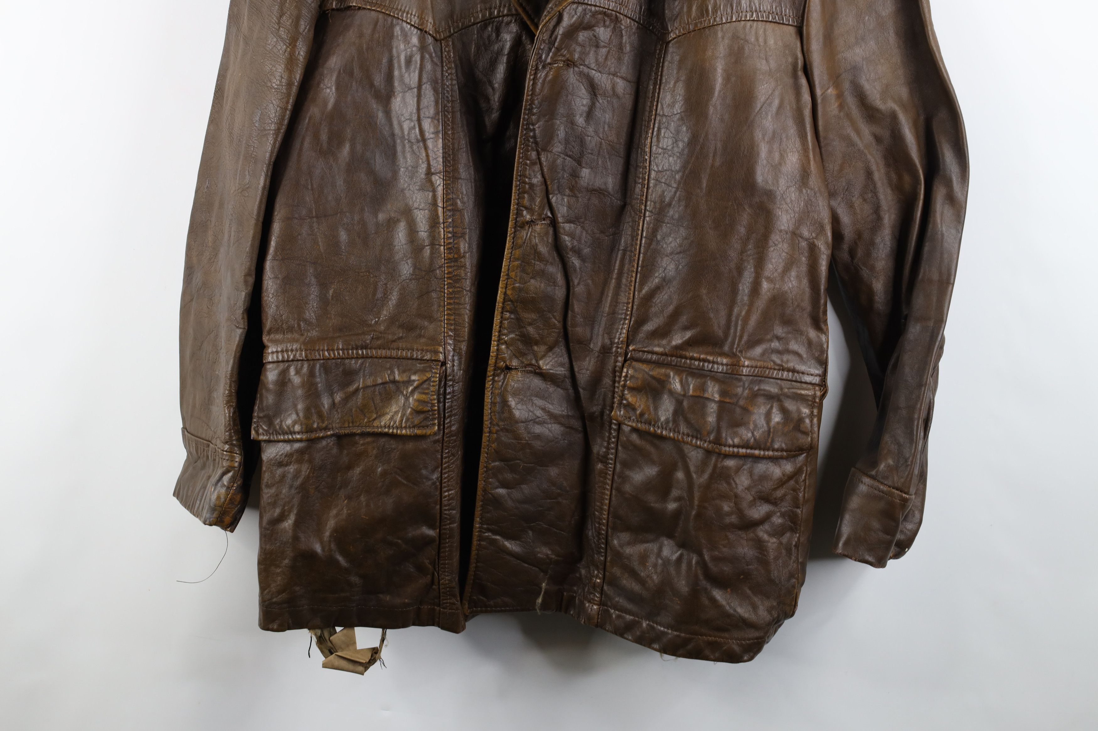 Vintage Vintage 70s Streetwear Leather Jacket Coat Brown USA Size US L / EU 52-54 / 3 - 3 Thumbnail