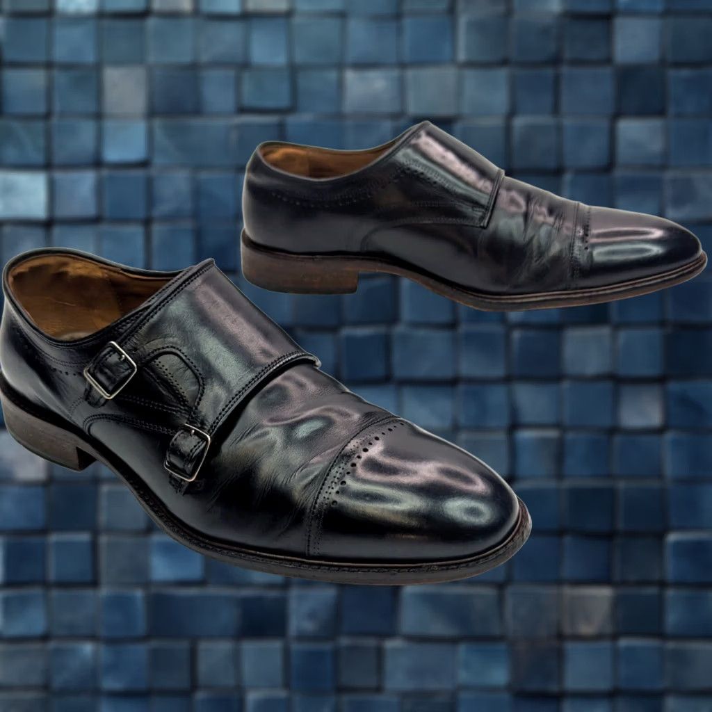 Johnston & Murphy Johnston & Murphy Monk Strap Double Buckle Cap Toe Loafer Mens 9.5 Black Size ONE SIZE - 1 Thumbnail
