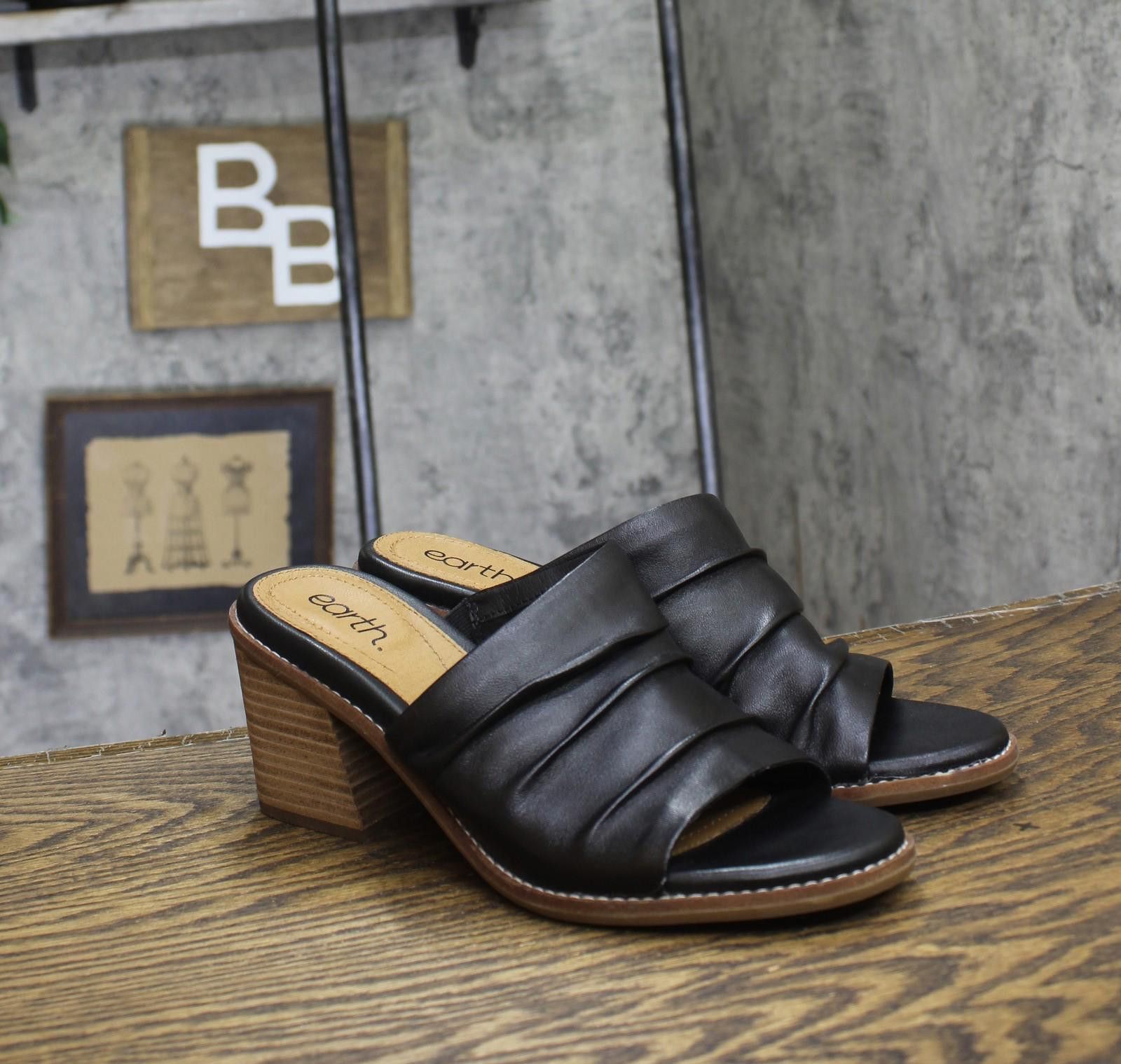 Earth Ragz Earth Womens Adara Heeled Sandal Etadara Black Leather 9m Size US 9 / IT 39 - 1 Thumbnail