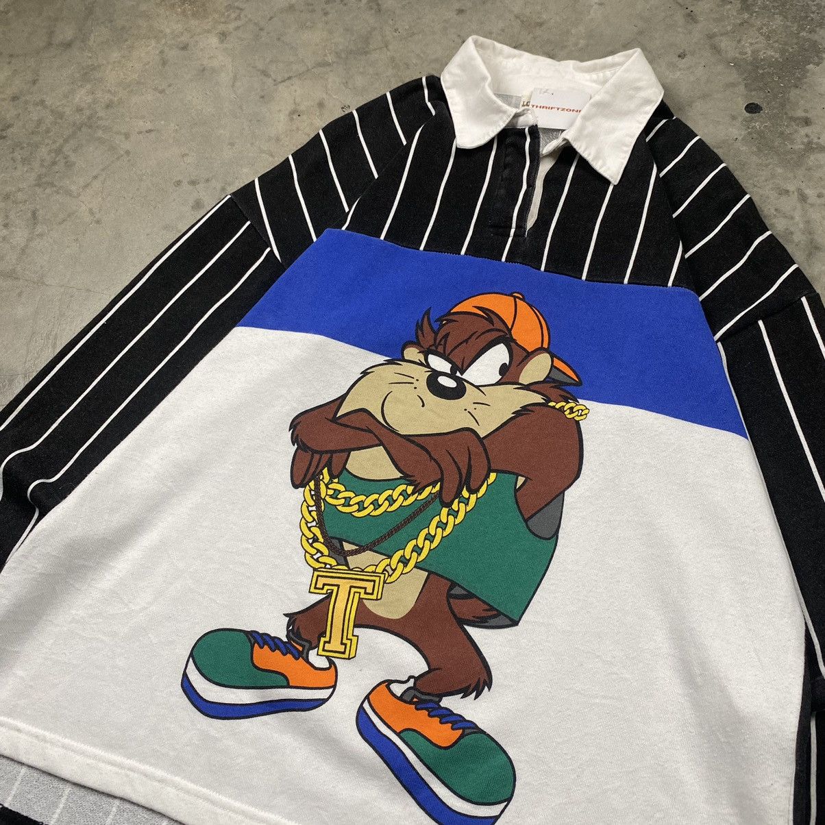 Cartoon Network × Vintage y2k Looney Tunes Tazmania Polos Rugby Sweatshirt Size US M / EU 48-50 / 2 - 2 Thumbnail