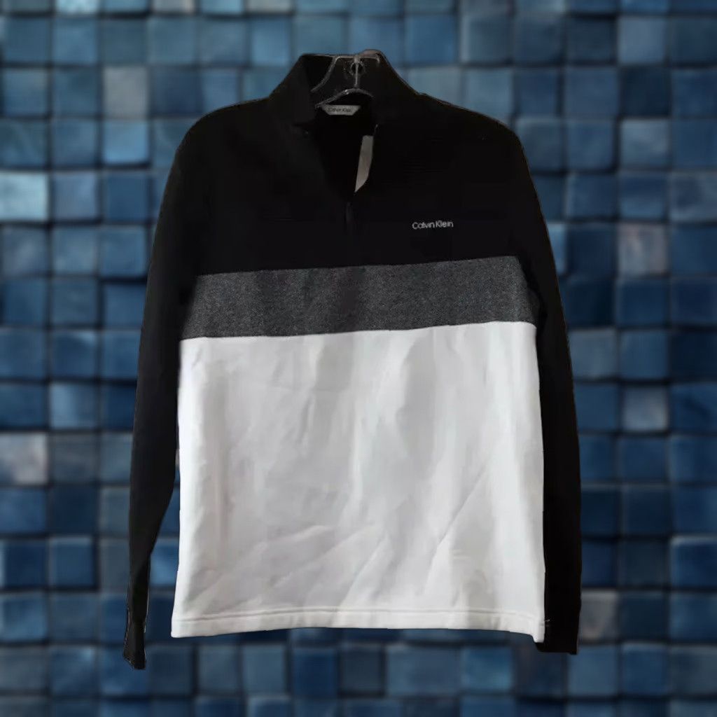 Calvin Klein Calvin Klein Shirt Mens 1/4 Zip Striped Colorblock Cotton Blend Sweater Small Black Size US S / EU 44-46 / 1 - 1 Thumbnail