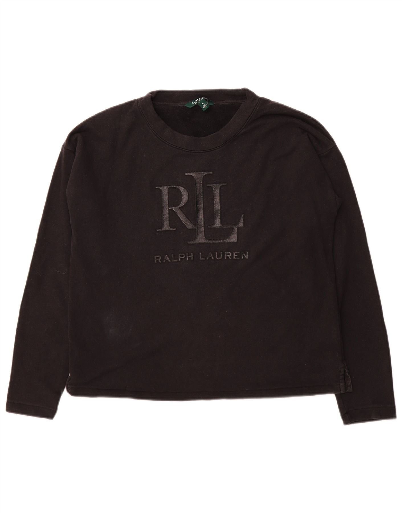 Ralph Lauren Womens Graphic Overd Sweatshirt Jumper UK 14 Medium Black Size L / US 10 / IT 46 - 1 Thumbnail