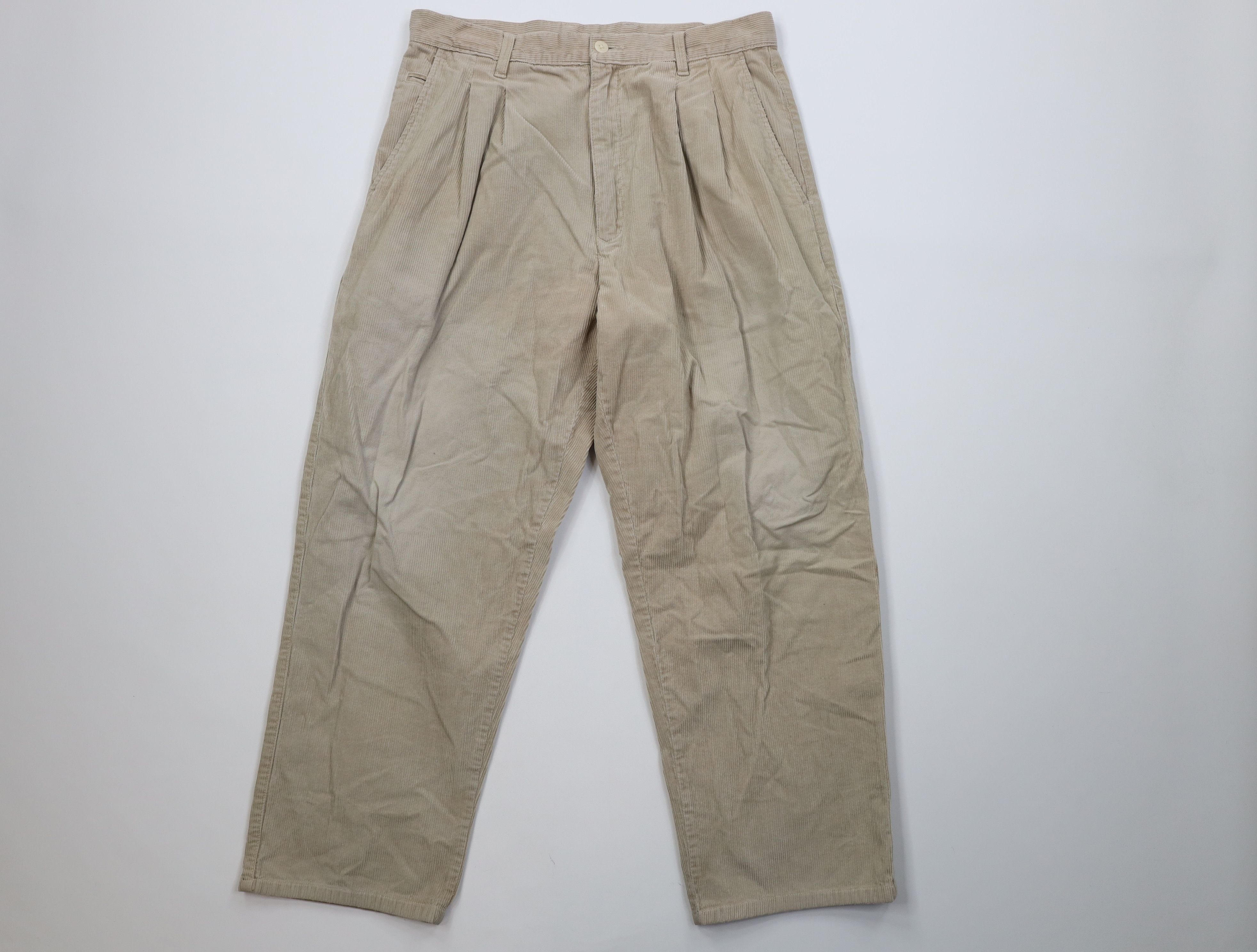 Vintage Vintage 90s Streetwear Wide Leg Corduroy Chino Pants Beige Size US 34 / EU 50 - 1 Thumbnail