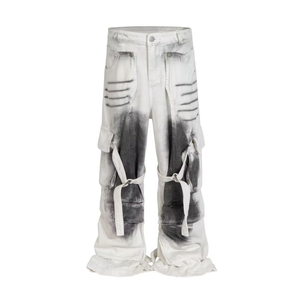 Jean × Vintage Streetwear Design Splashed Straps Multi Pocket Jeans Size US 32 / EU 48 - 7 Thumbnail