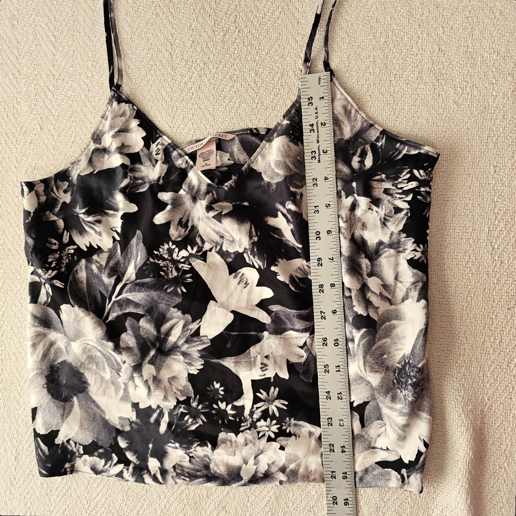 Victoria's Secret Victoria's Secret Top Medium Black Floral Print Lace Cami Lightweight Size M / US 6-8 / IT 42-44 - 7 Thumbnail