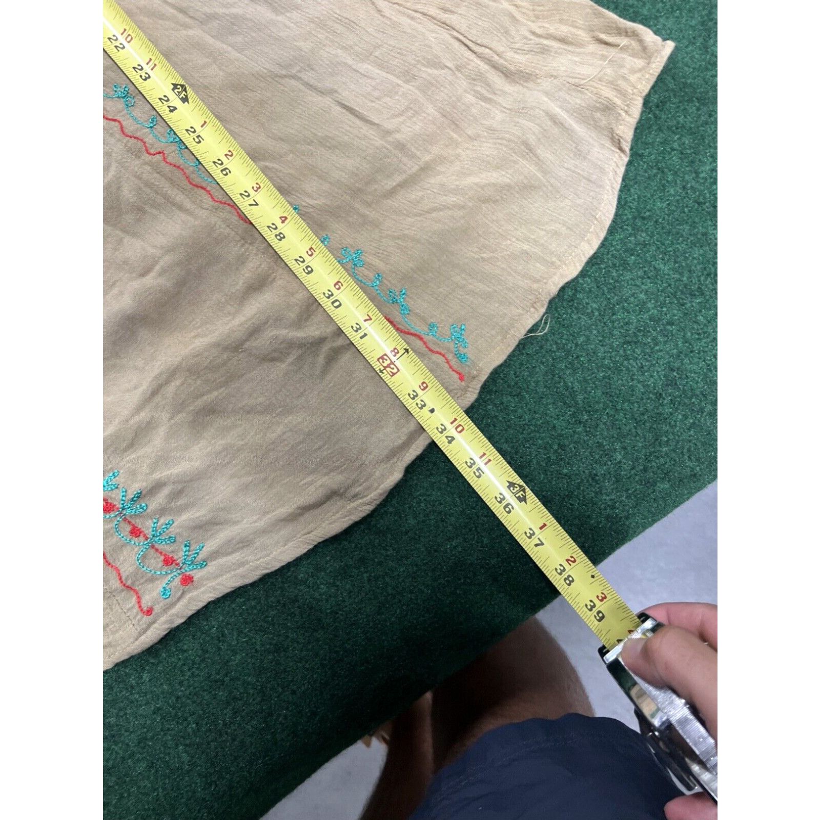 Vintage JUST CRUISING Boho Dress Womens Tan Flowers Beach Free Size Size ONE SIZE - 5 Thumbnail