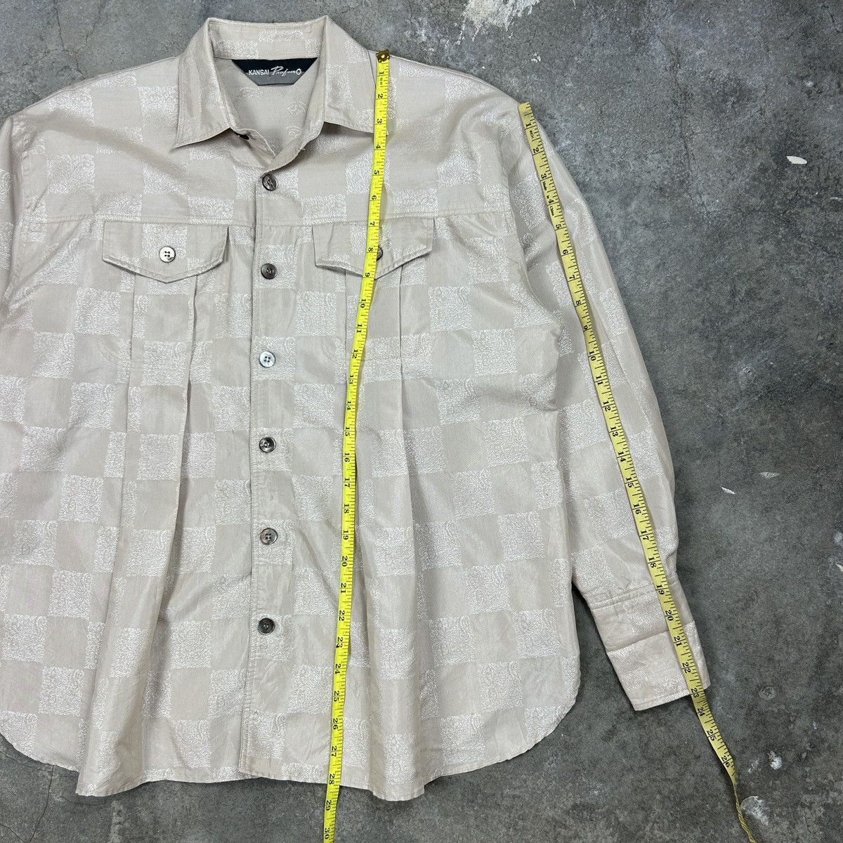 Japanese Brand × Kansai Yamamoto × Vintage 1990s Kansai Profumo - Checkered Orient Size US L / EU 52-54 / 3 - 8 Thumbnail