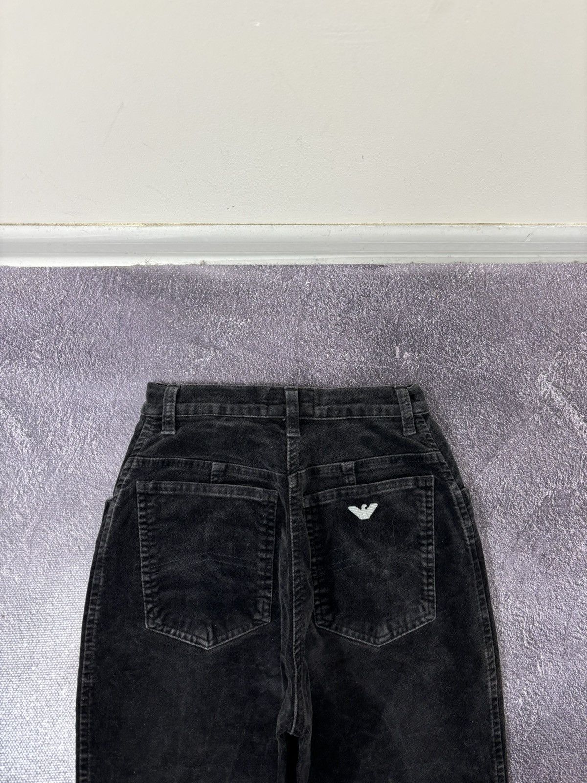 Armani Vintage 90s Armani Jeans Velvet Black Skinny Pants Jeans Size 28" / US 6 / IT 42 - 16 Thumbnail