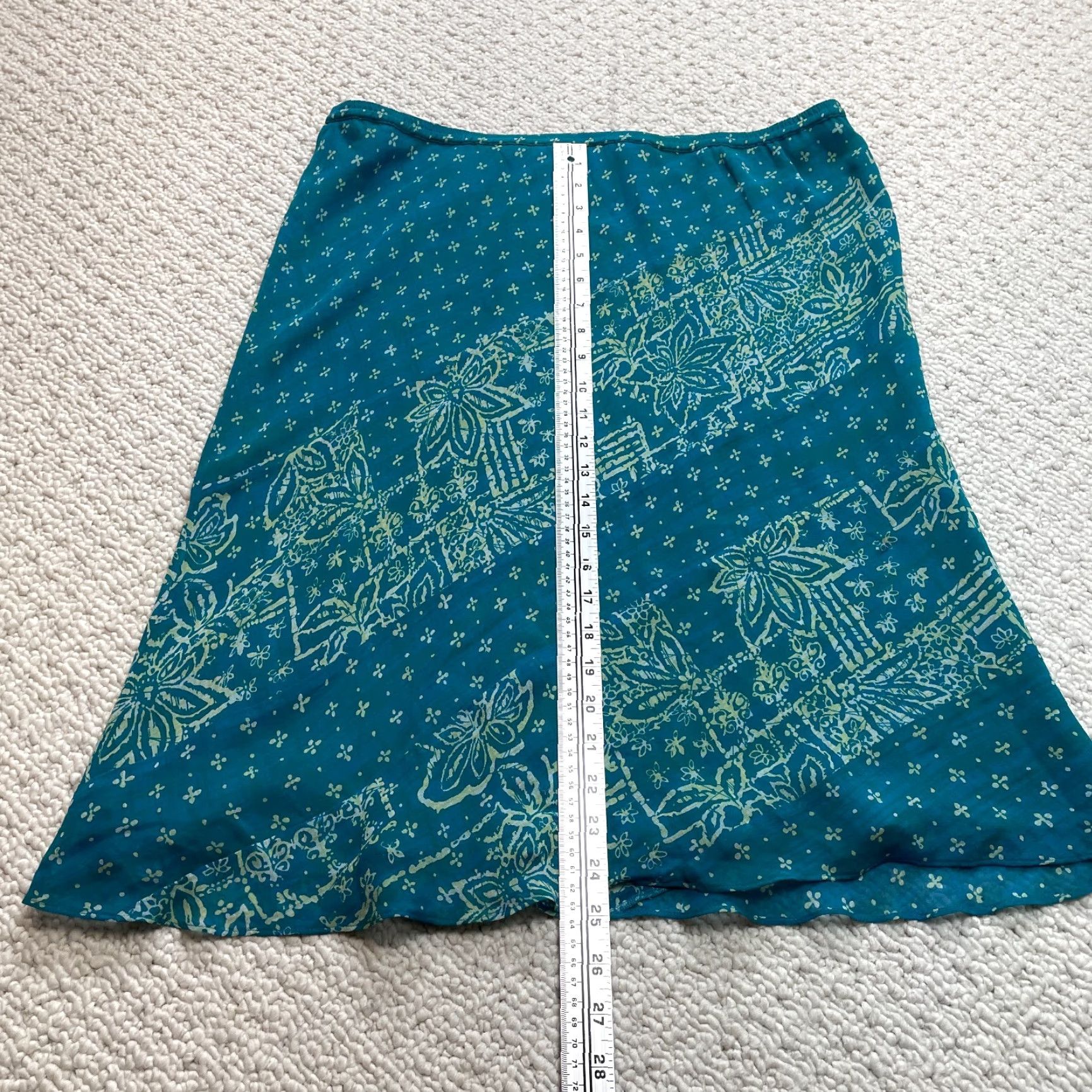 Vintage VINTAGE Cynthia Howie Skirt Womens 14 Blue Tropical Floral Silk Knee Length A-Line Size 36" / US 14 / IT 50 - 2 Thumbnail