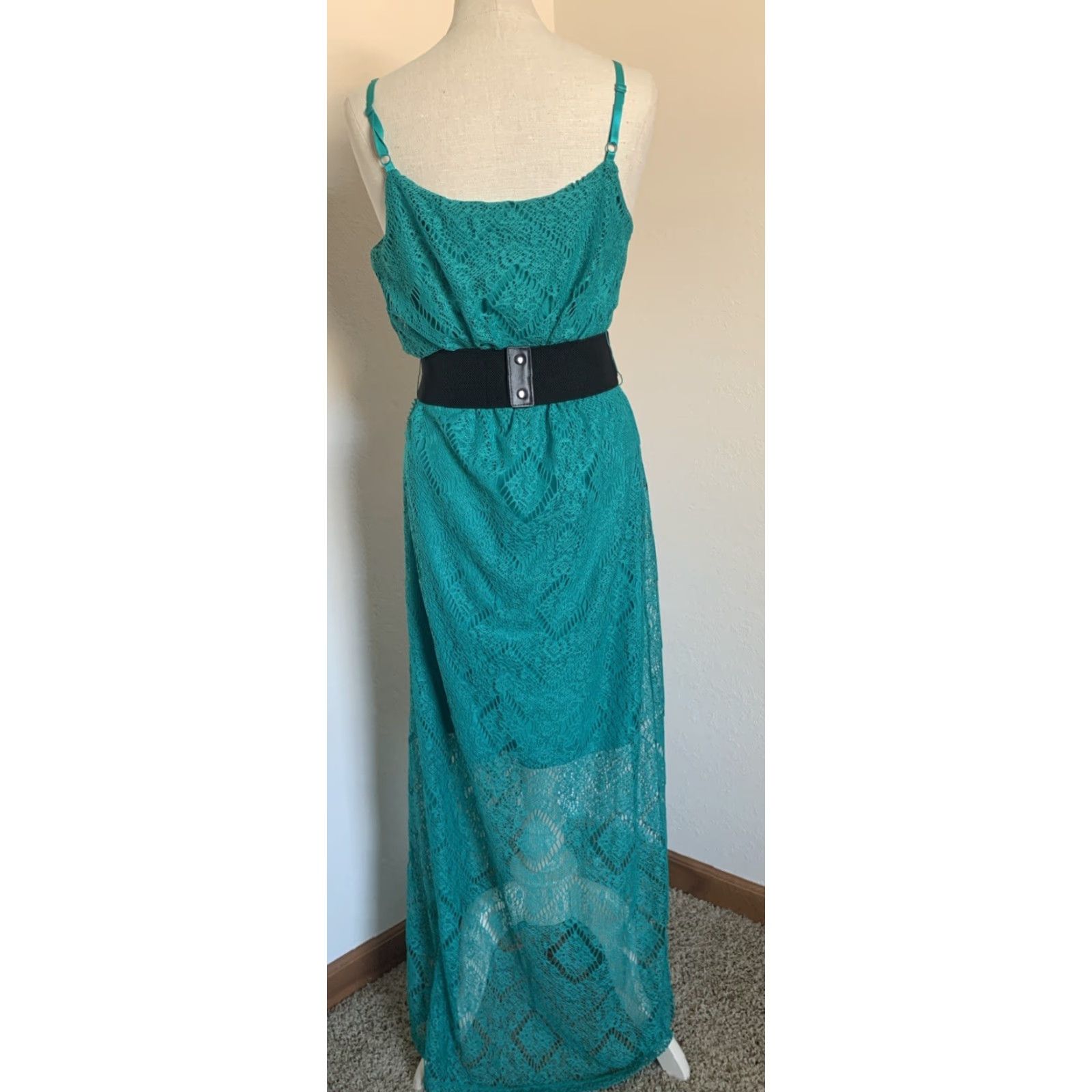Vintage Maurices Maxi Tank Dress Belted Turquoise Green M Women Sleeveless Round Neck Long NWT Size M / US 6-8 / IT 42-44 - 6 Thumbnail