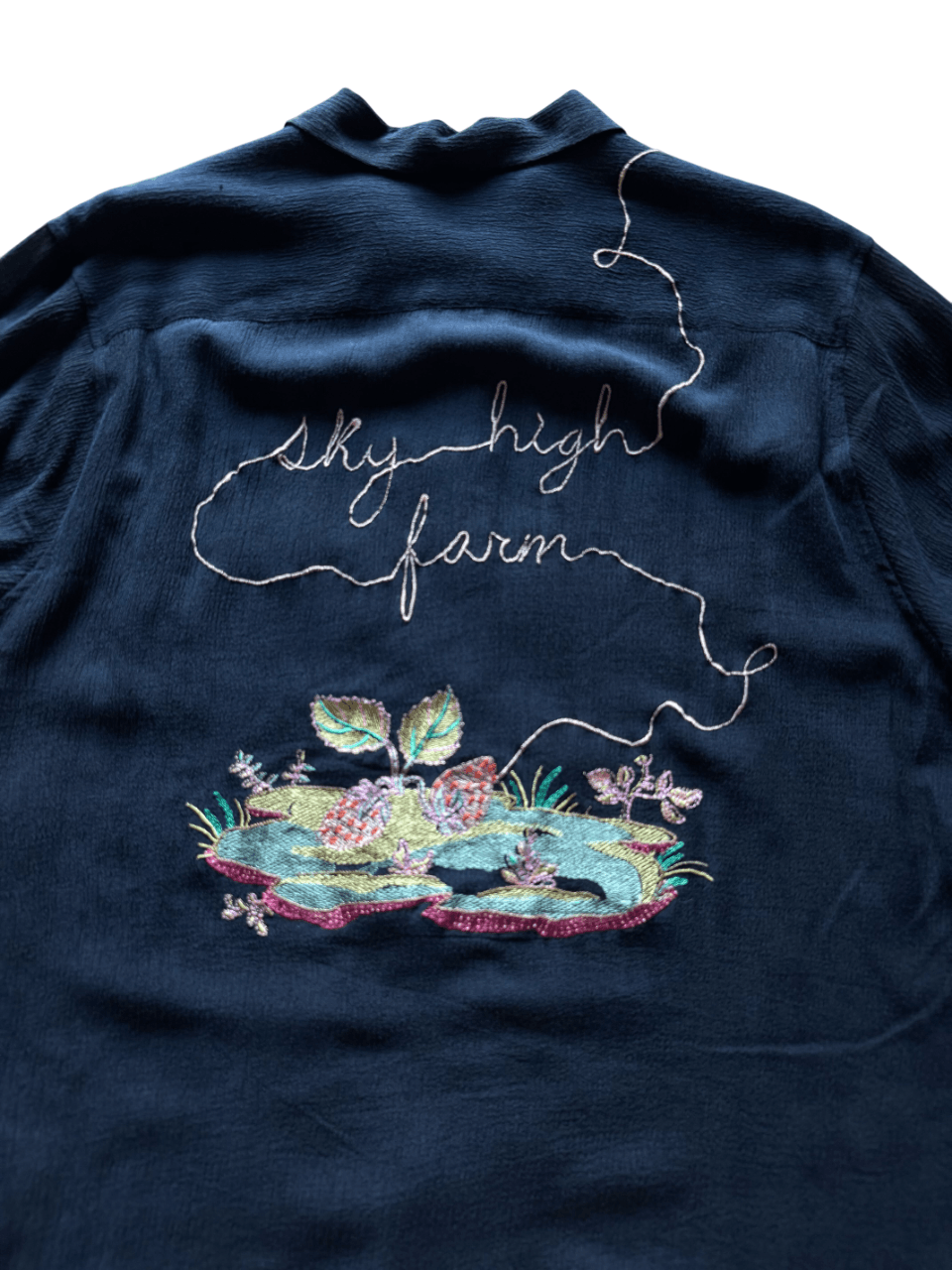 Sky High Farm Workwear Navy Blue Strawberry Embroidered Woven Shirt Size US XL / EU 56 / 4 - 5 Thumbnail