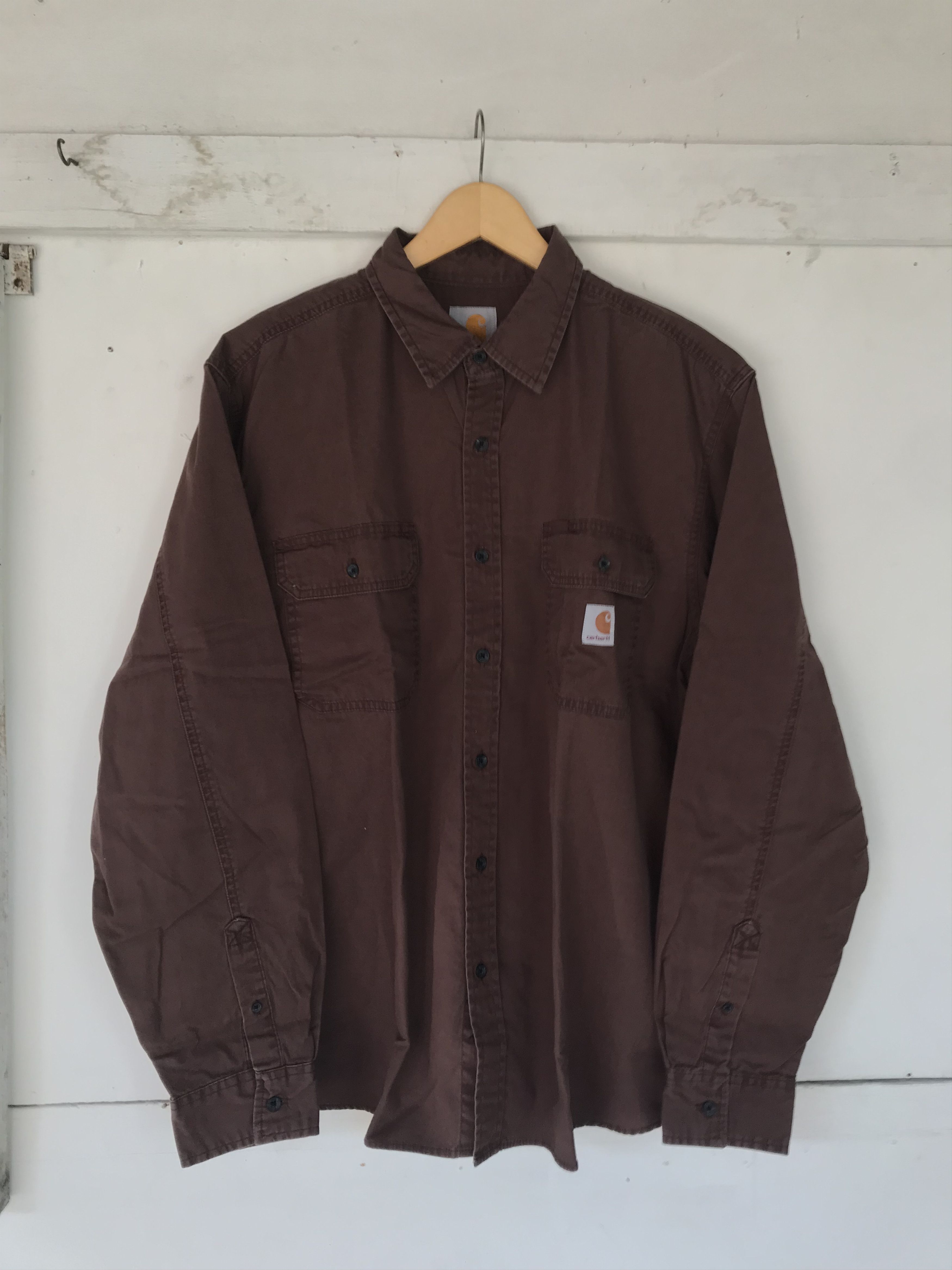 Carhartt × Vintage Vintage Brown Carhartt Shirts Size US L / EU 52-54 / 3 - 1 Thumbnail