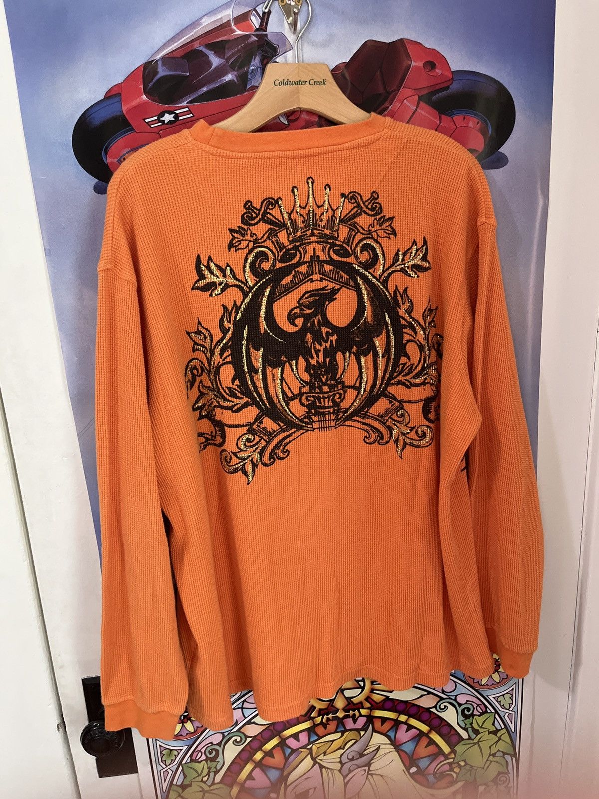 Vintage Orange waffle knit all over print longsleeve Size US XXL / EU 58 / 5 - 3 Thumbnail