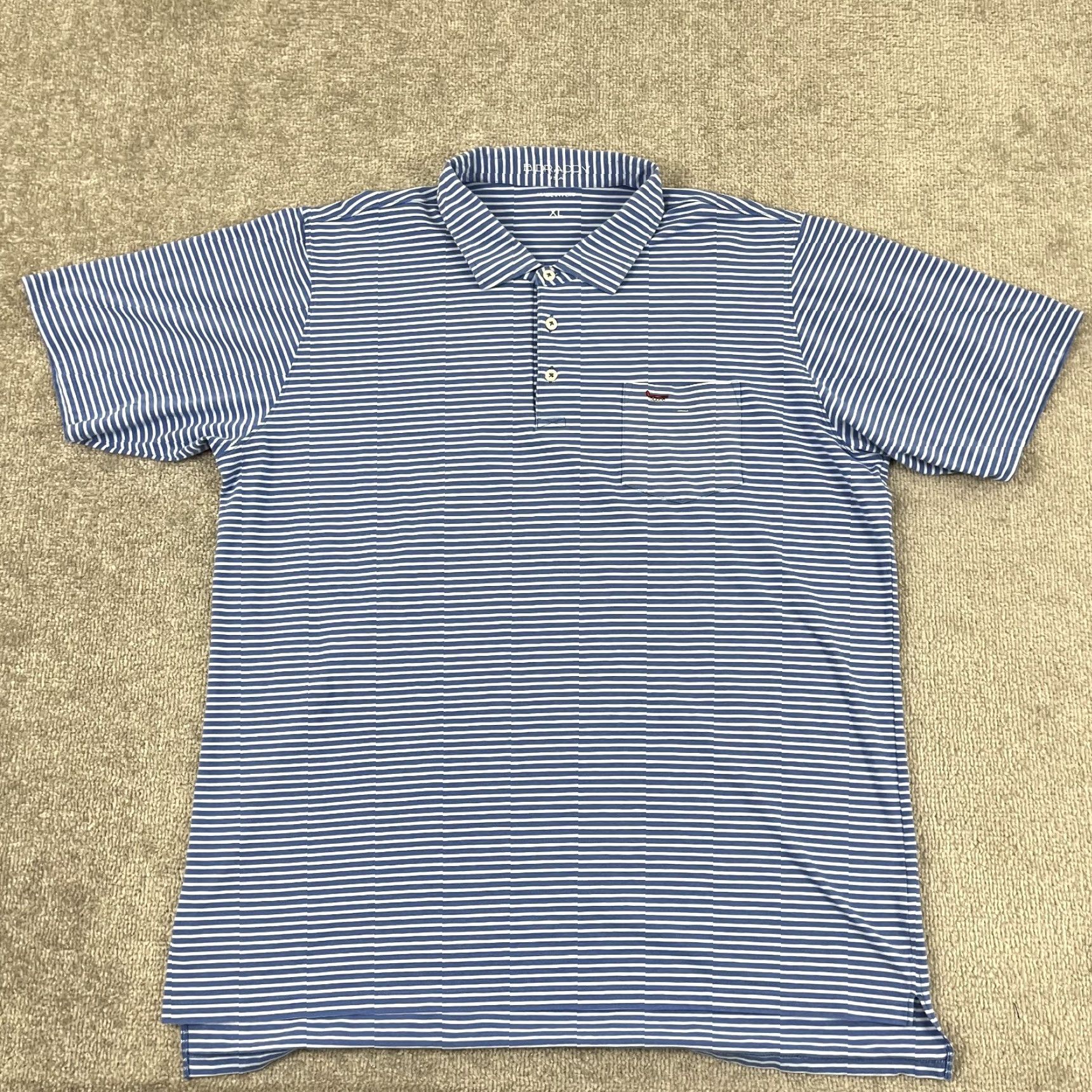 Vintage B. Draddy Polo Shirt Mens XL Blue White Striped Stretch Cotton Preppy Golf Logo Size US XL / EU 56 / 4 - 3 Thumbnail