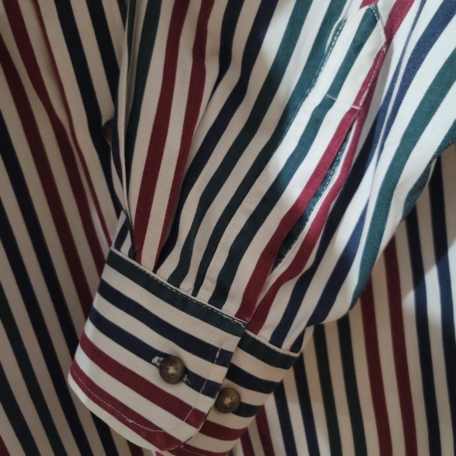 Other 90s Streetwear Striped Button Shirt Indie Grunge Sz L Cotton Size US L / EU 52-54 / 3 - 6 Thumbnail