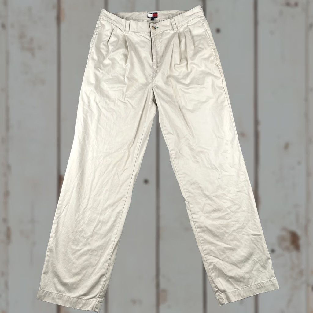 Tommy Hilfiger VINTAGE Tommy Hilfiger Khaki 100% Cotton Chino Pants Mens 32x31 Trousers Embroidery Logo Size US 32 / EU 48 - 1 Thumbnail