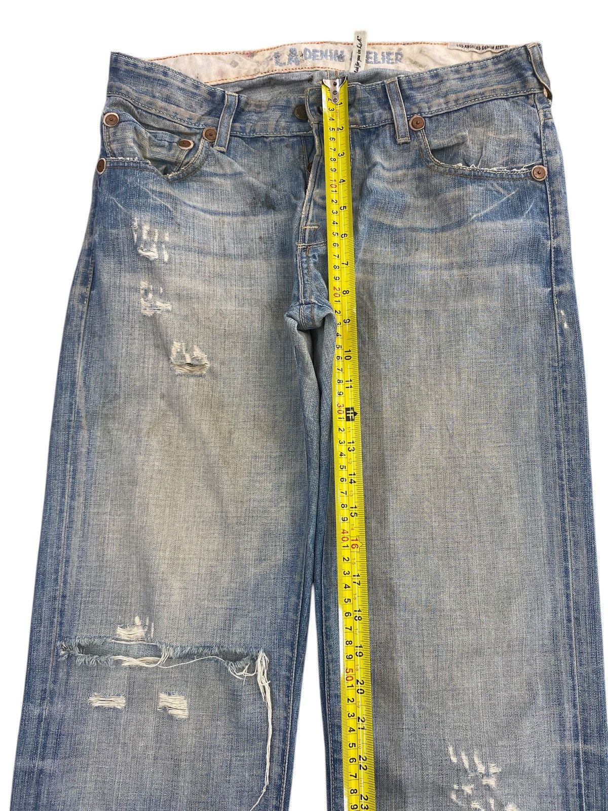 Los Angeles Apparel Los Angeles Light Faded Wash Style Ripped Jeans Size US 31 - 6 Thumbnail