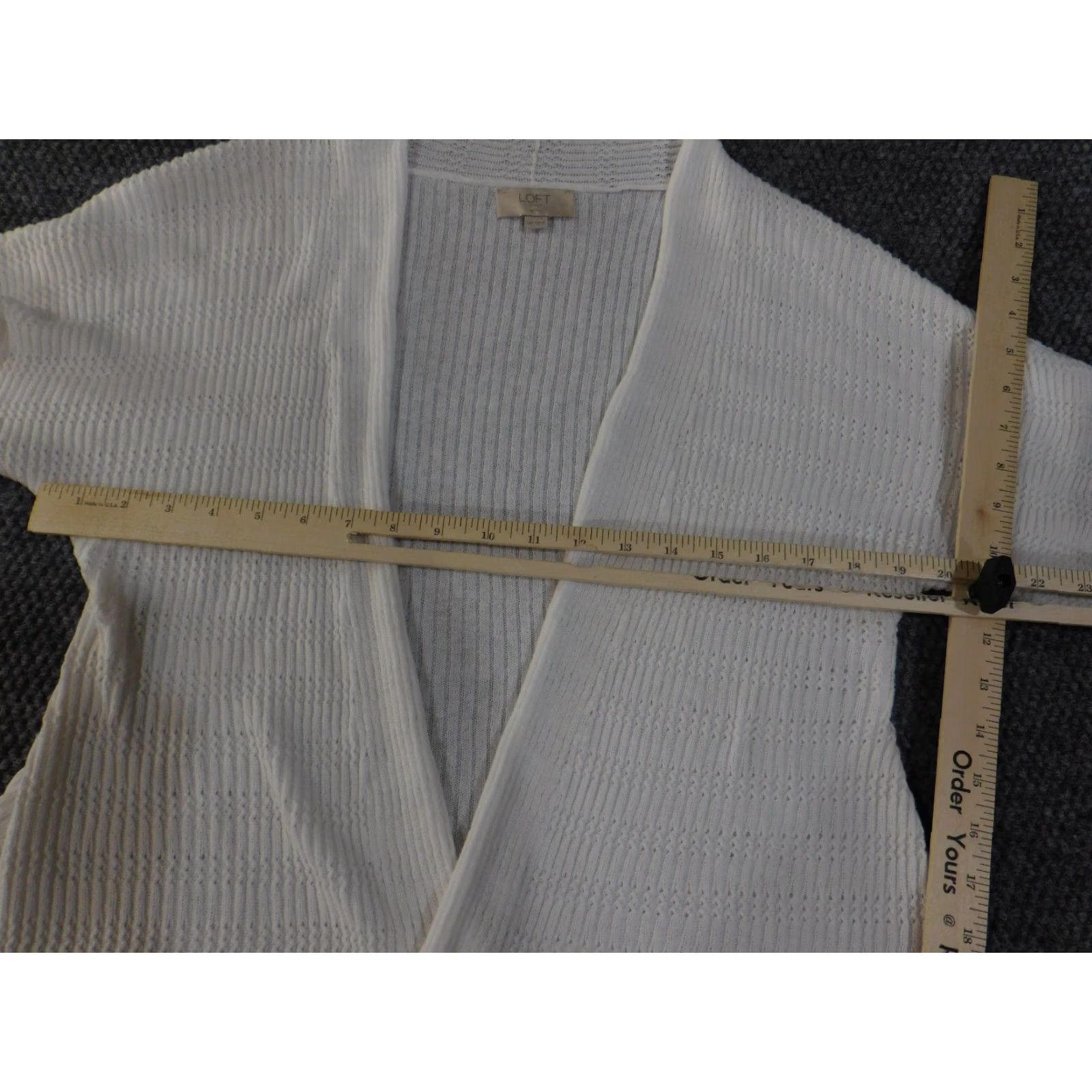 Loft LOFT Cardigan Womens Petit e White Open Knit Lightweight Stretch Casual Regular V-Neck Raglan Short Sleeve Knit Sweater Pullover Size M / US 6-8 / IT 42-44 - 5 Thumbnail
