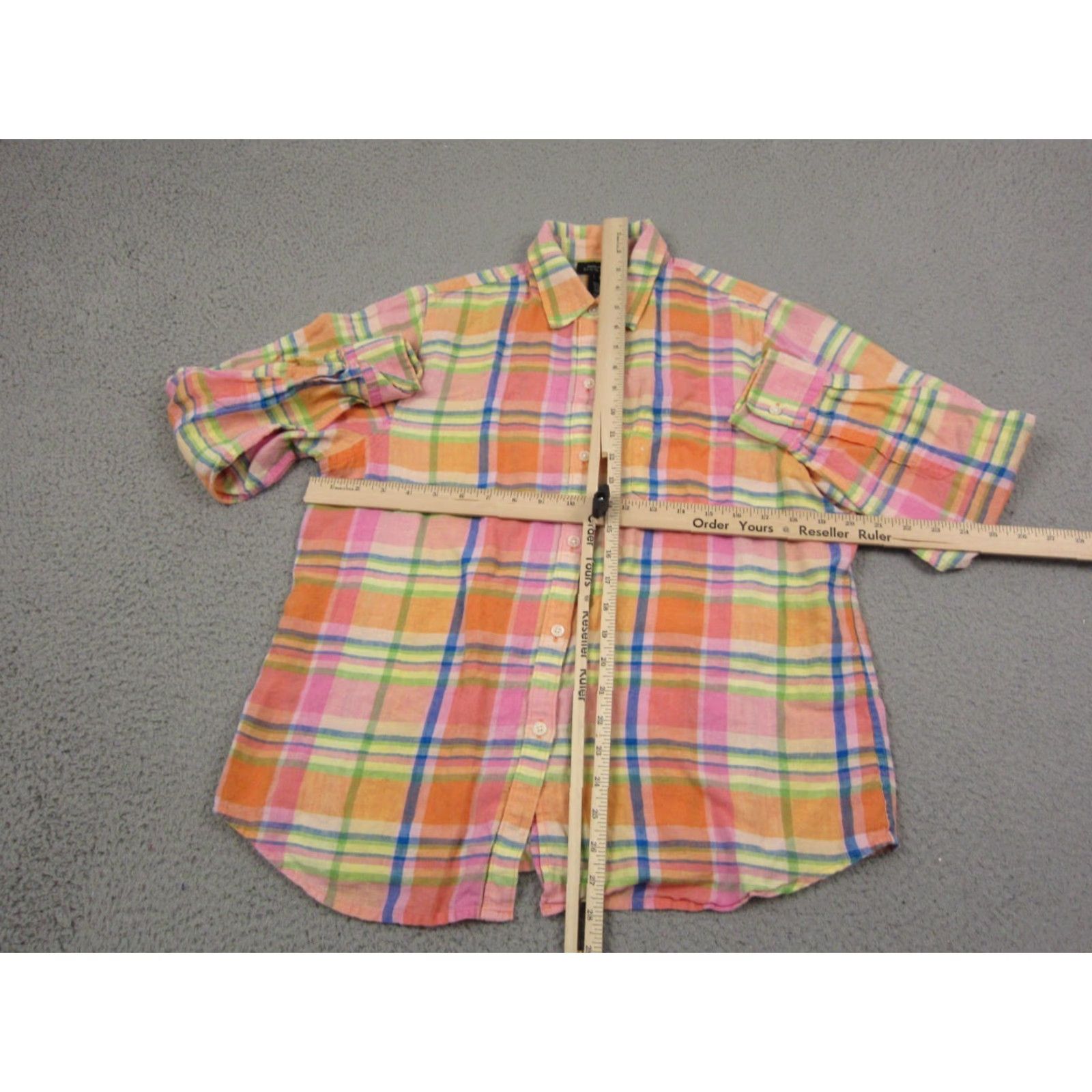 Jones New York Jones New York Shirt Womens L Pink Plaid 100% Linen Casual Classic 90s City Womens Size L / US 10 / IT 46 - 5 Thumbnail