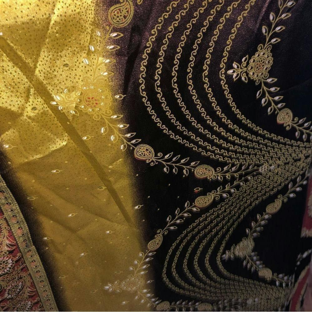 Vintage 70s vintage Kaftan tapestry golden brown maxi dress Sz OS Size ONE SIZE - 7 Thumbnail