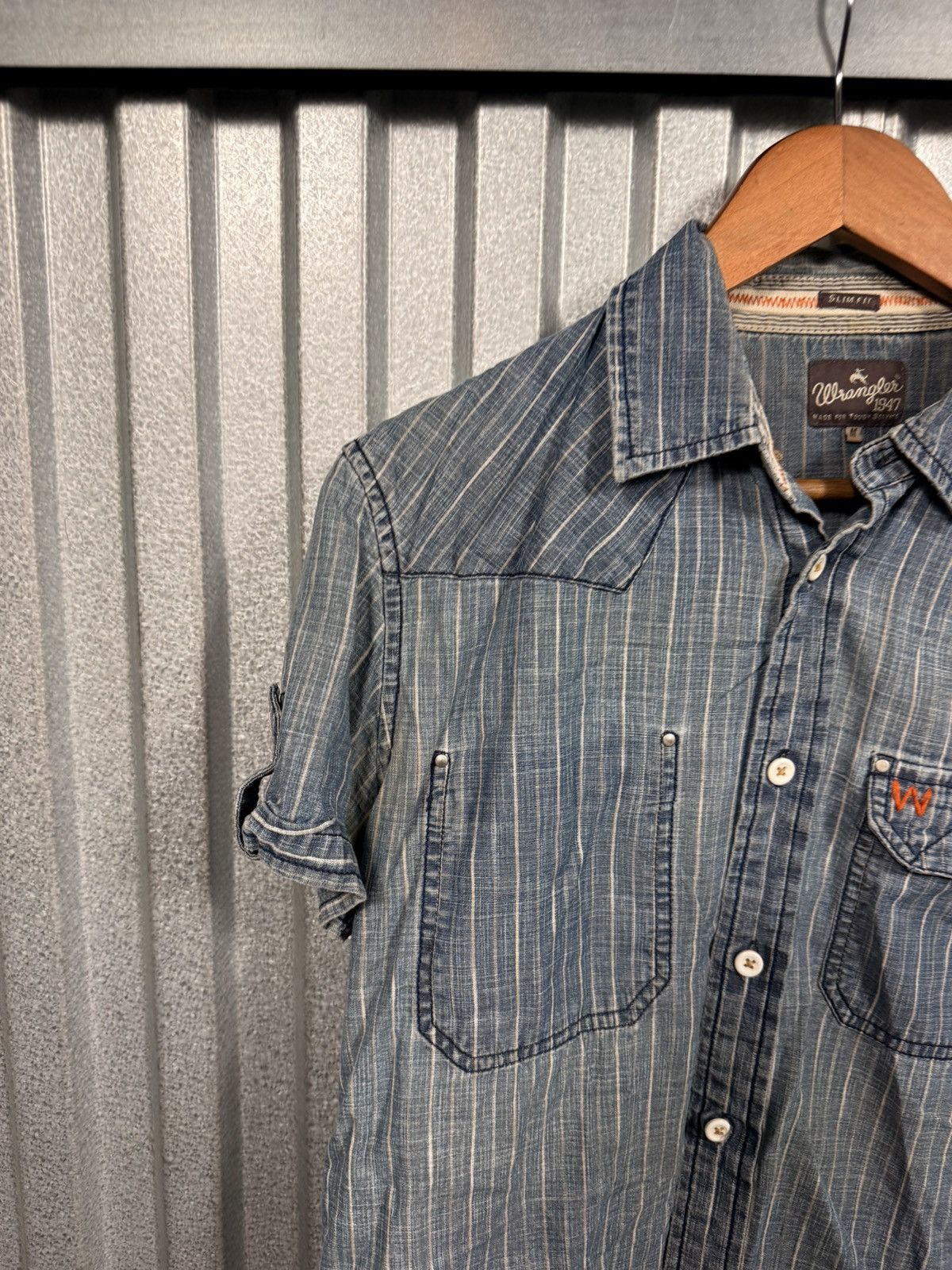 Wrangler Vintage Wrangler Pinstripe Denim Button Up Wester Cowboy Shi Size US M / EU 48-50 / 2 - 10 Thumbnail