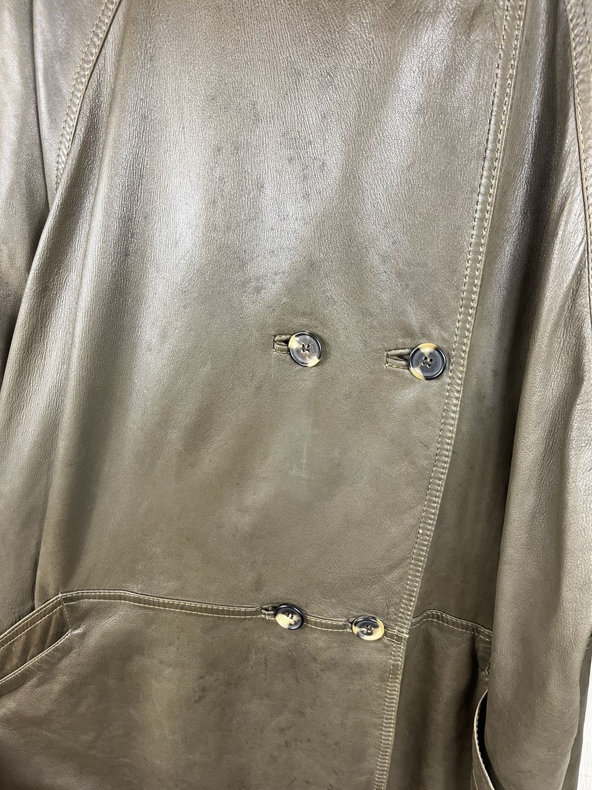 Versace × Vintage Vintage Gianni Versace leather double-breasted coat jacket Size US XL / EU 56 / 4 - 11 Thumbnail