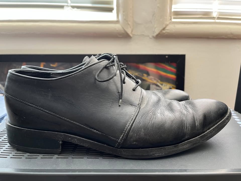Raf Simons RAF SIMONS BLACK ITALIAN LEATHER DERBY SHOES S 10 (43) 2007 Size US 10 / EU 43 - 2 Thumbnail