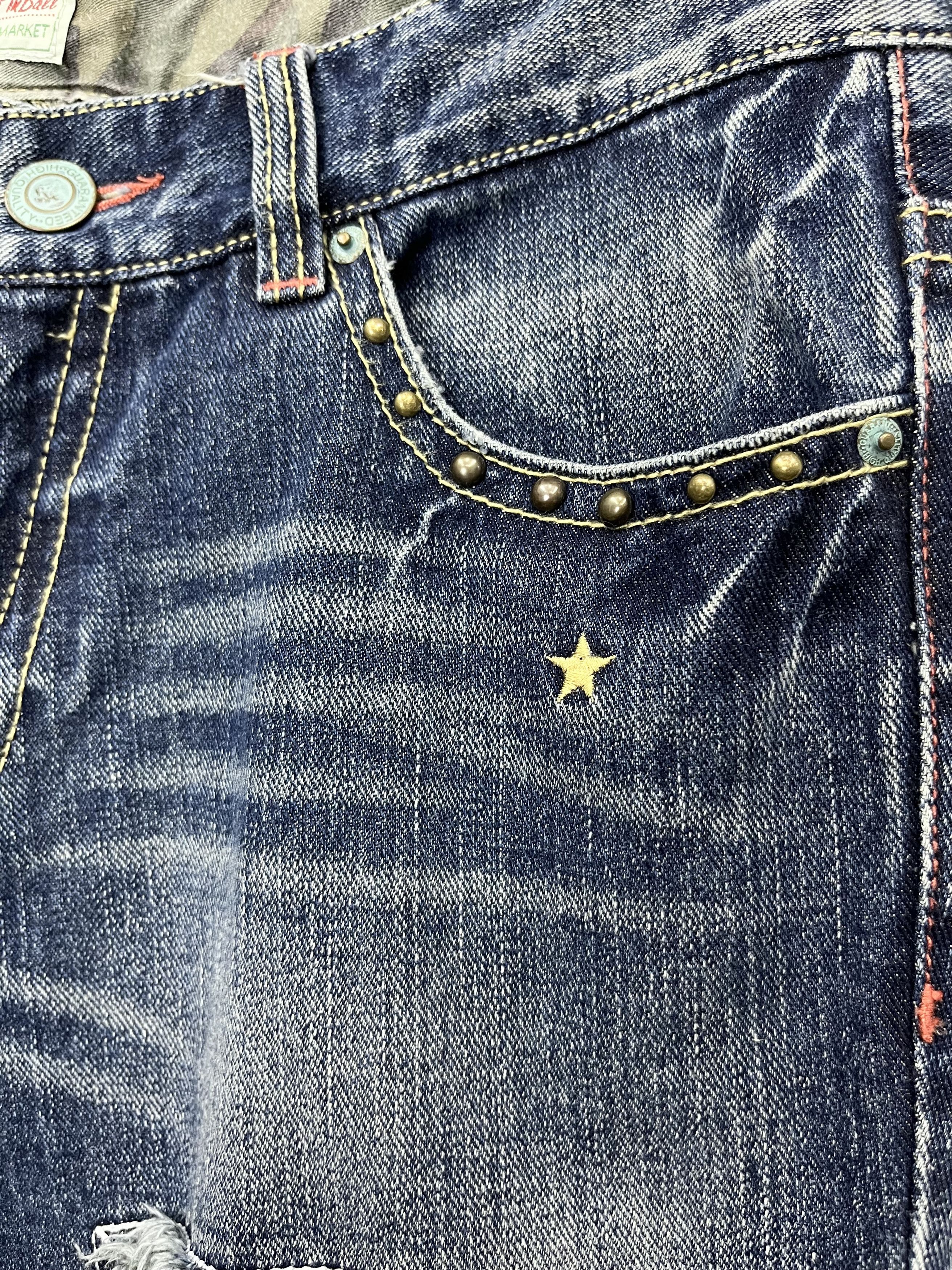 Grunt Style 🔥OZZ-FIRST PINBALL Grunge Ripped Studded Punk Flare Denim Size US 34 / EU 50 - 5 Thumbnail