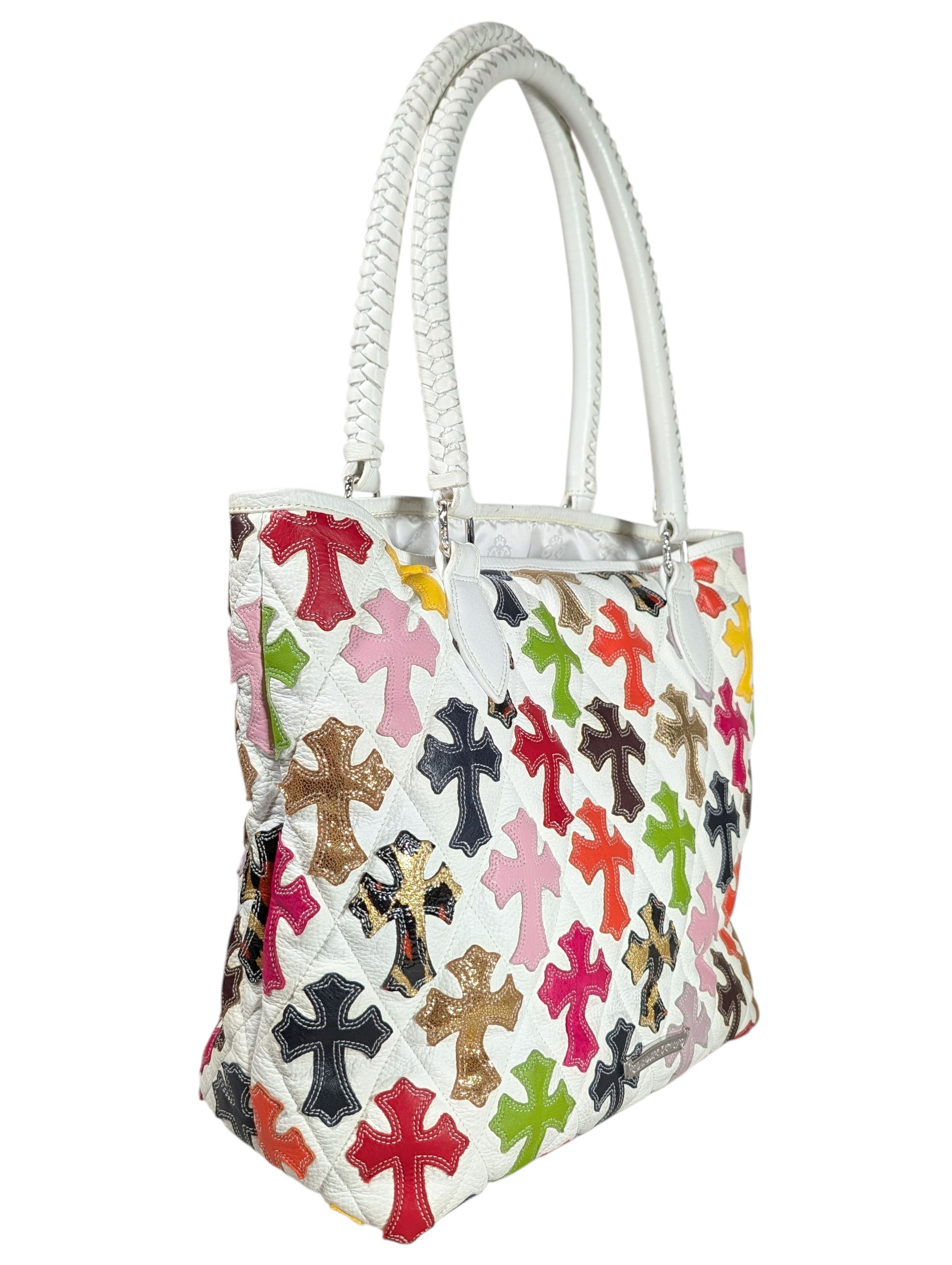 Chrome Hearts CH Multicolor Cross Patch Tote White Leather FS Tote Bag Size ONE SIZE - 2 Thumbnail