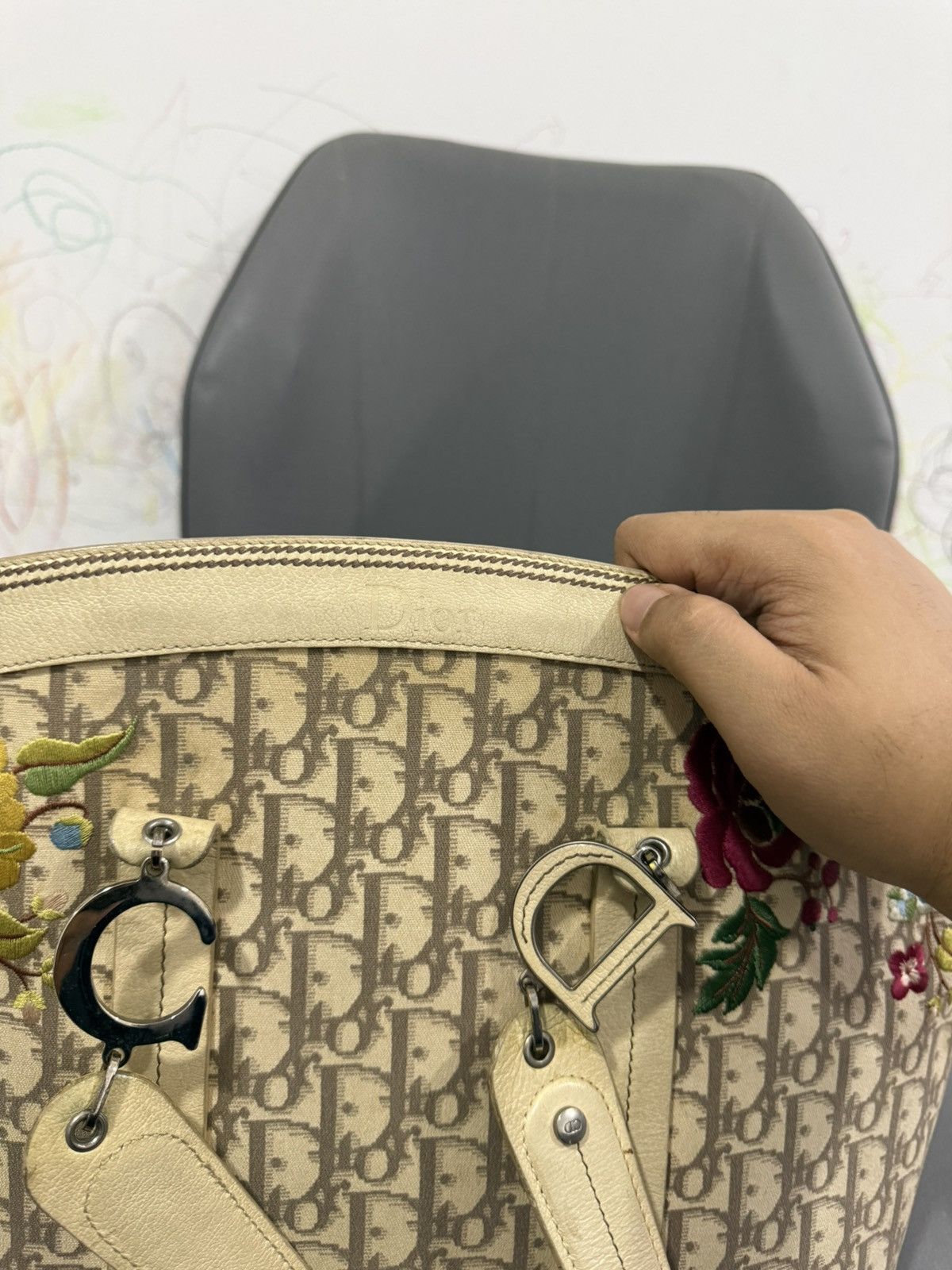 Christian Dior Monsieur Vintage Christian Dior Embroidery Floral Shoulder Tote Bag Size ONE SIZE - 20 Thumbnail