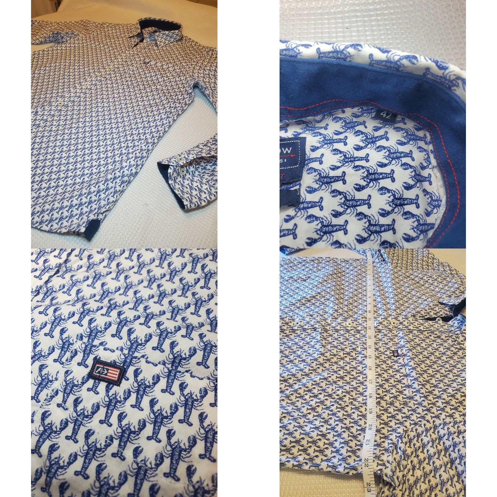 Arrow Arrow Sport Shirt Mens Medium Blue Long Sleeve Button Up Lobster Print Size US XL / EU 56 / 4 - 8 Thumbnail