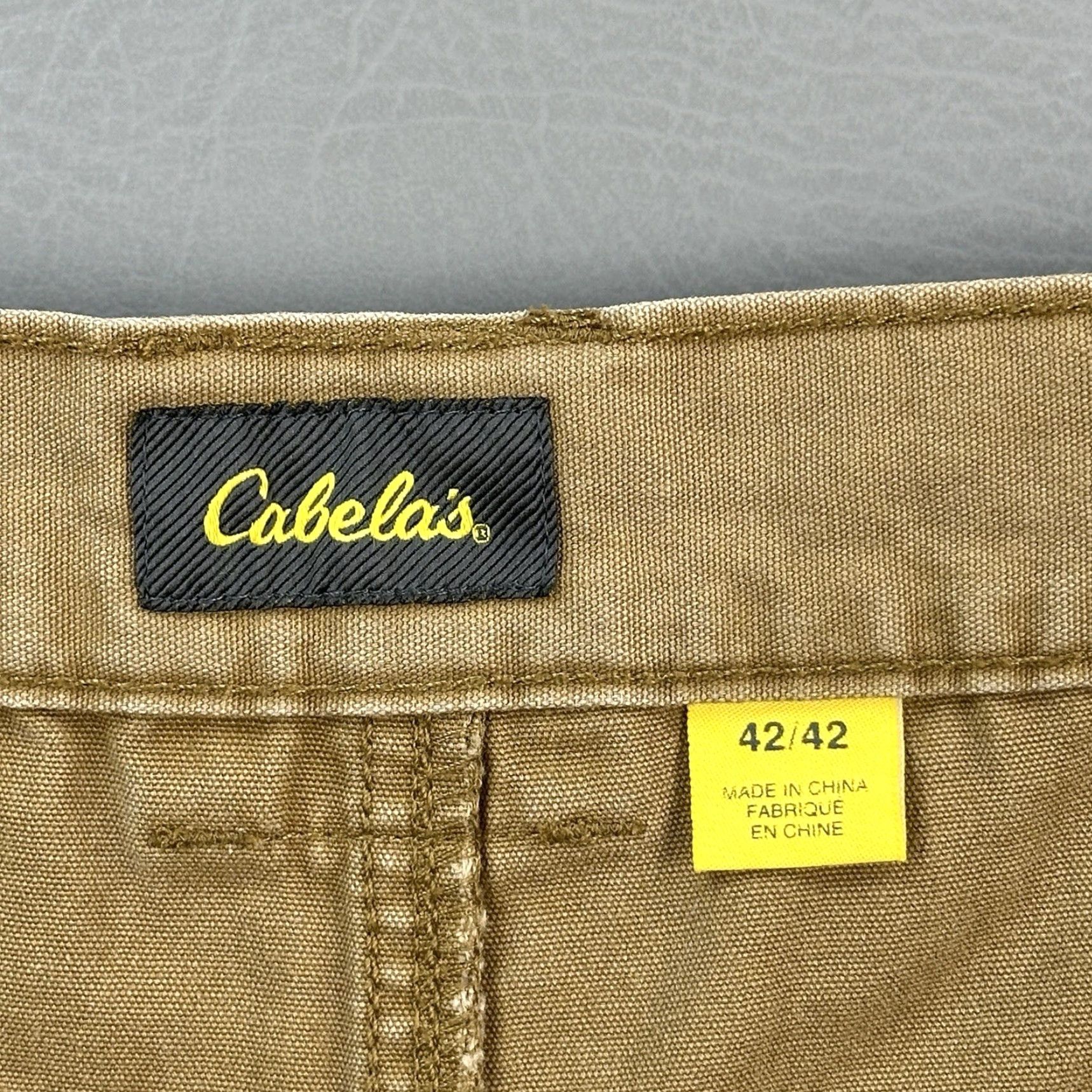 Vintage Cabelas Shorts Mens 42 Tan Canvas 5" Trail Hiker Cargo Elastic Waist Lot of 2 Mens Pants Canvas Cargo Pocket Brown 42 in Regular Cotton Size US 42 / EU 58 - 5 Thumbnail
